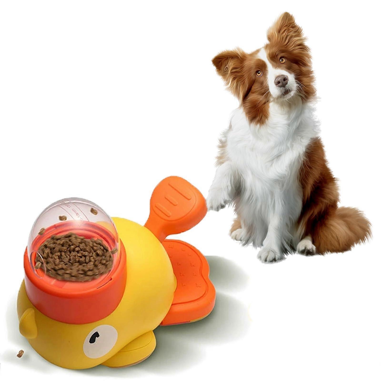 2-in-1 Dog Interactive Slow Feeder Puzzle Toy, Duck-Shaped Treat Dispenser for Small & Medium Dogs, Red Color, Reduces Bloating & Boredom
