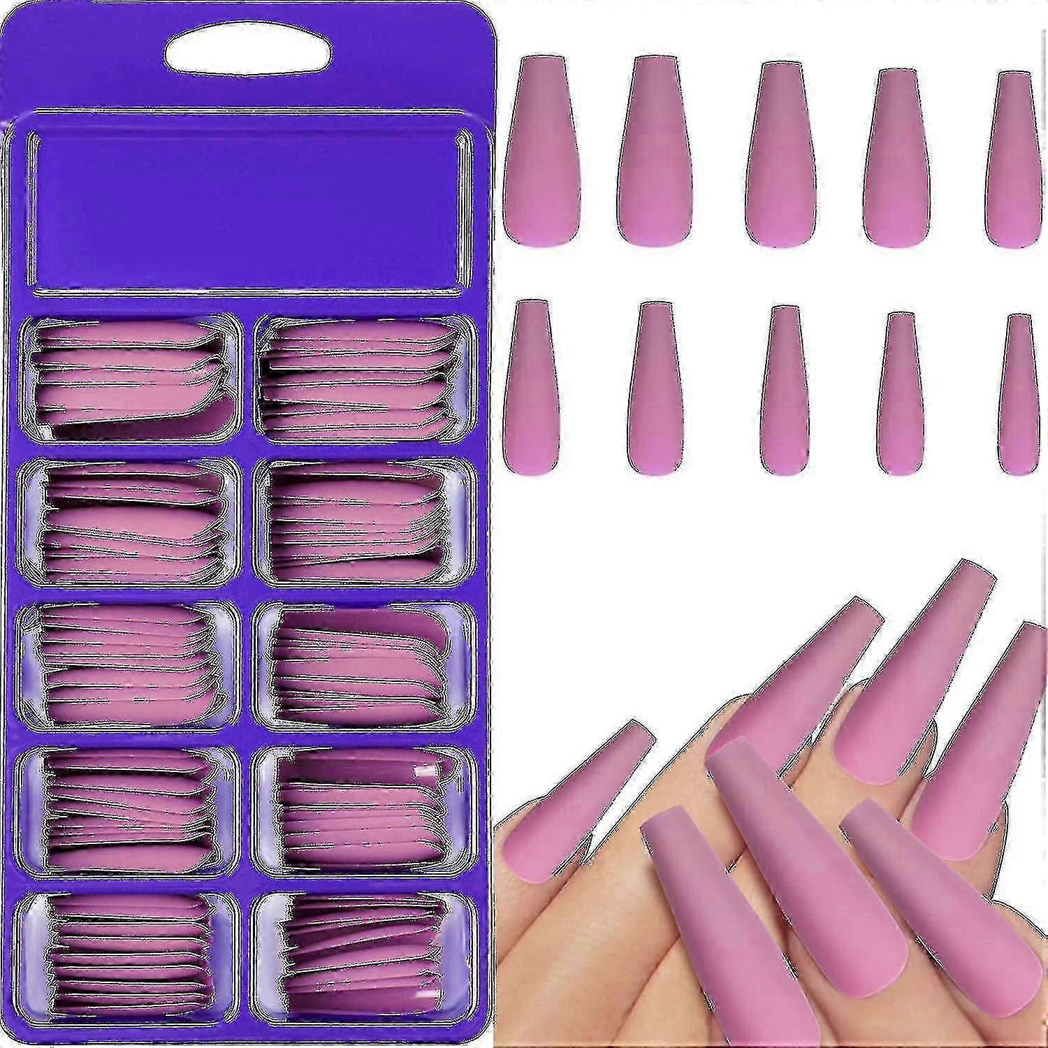 100 Pieces Matte Extra Long Ballerina Press On Nails Coffin False Nails