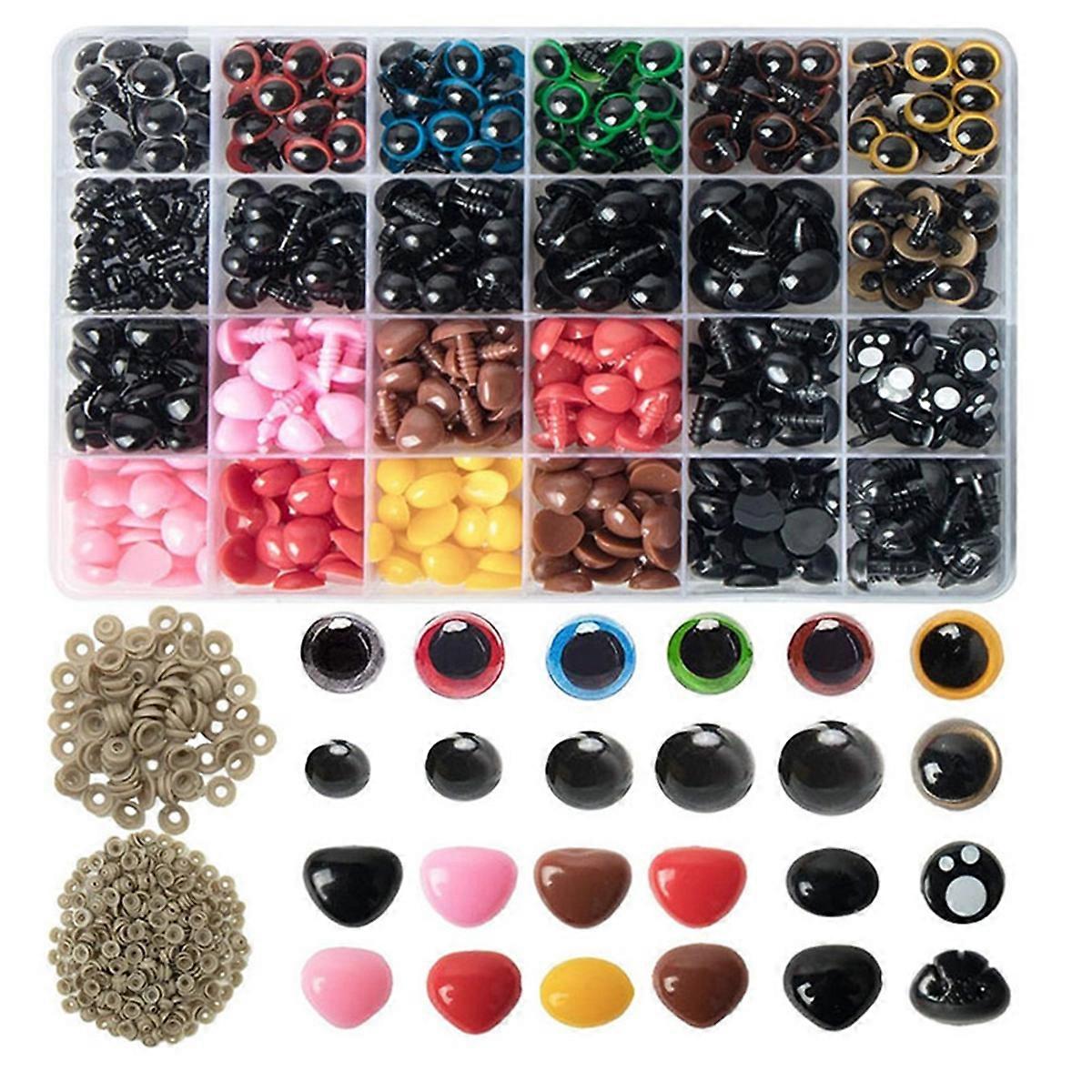 1040pcs 6-14mm Plastic Safety Eyes for Toys Diy Mix Size Crochet Animal Eye for Doll Toys Accessori