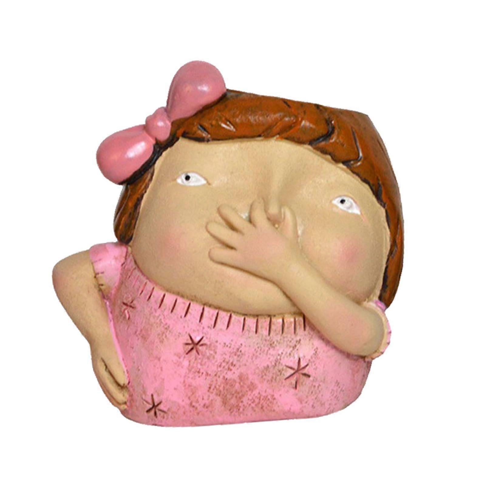 EAZVUE Face Planters Head Pot For Home Office Desktop, Cute Pinch Nose Face Succulent Pot Grey Pink Women's Model
