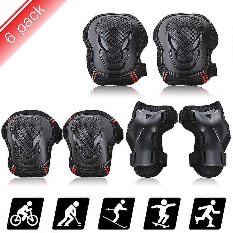 6Pcs/set Protective Gear Set Skating Knee Pads Elbow Pad Wrist Hand Protector for Kids Adult Cycling Roller Rock Climbing Sports