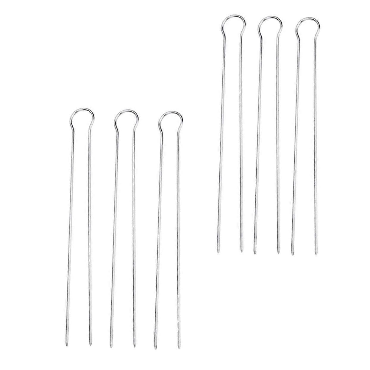 6 pieces grill skewers U shape long BBQ skewers durable and rust for meat vegetables and shrimp practical storage bag