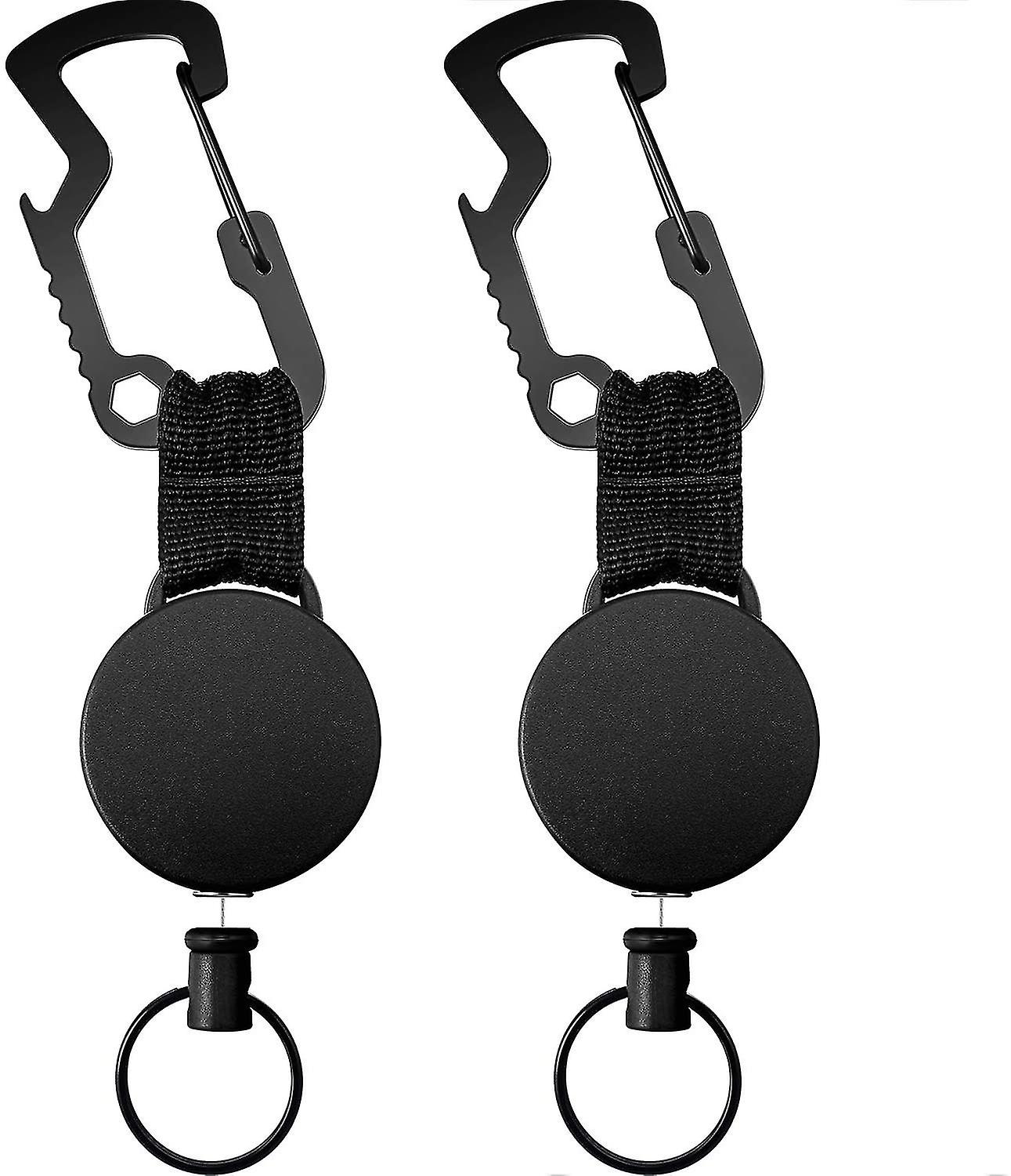 Pxcl 2pcs Porte-clés rétractable Multifonction Badge Holder Bobine avec câble en acier Multitool Keychain