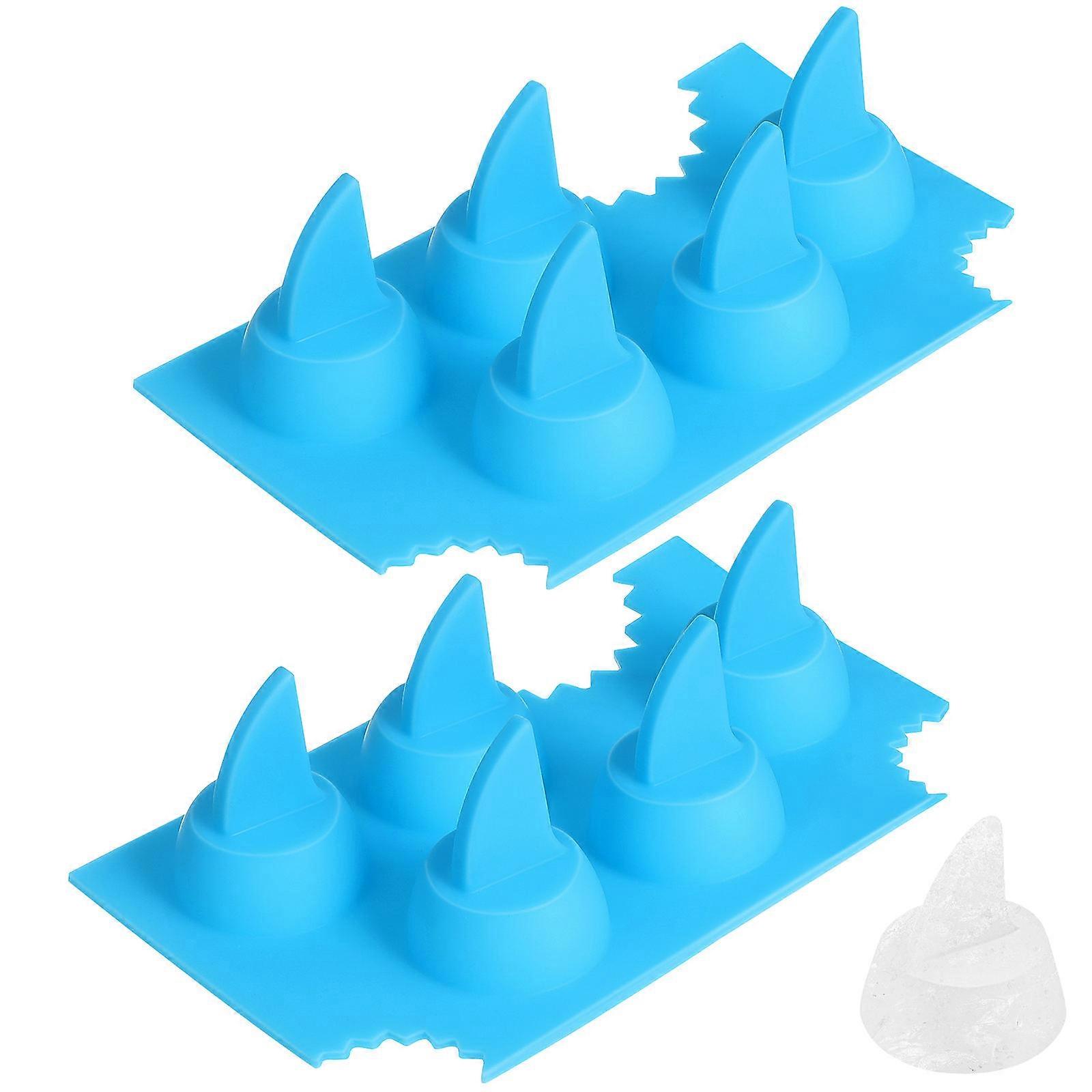 2pcs Shark Ice Cube Tray Flexible Food Grade Silicone Molds for Party Ice Cubes, Chocolates, and Gelatins, Easy to Use