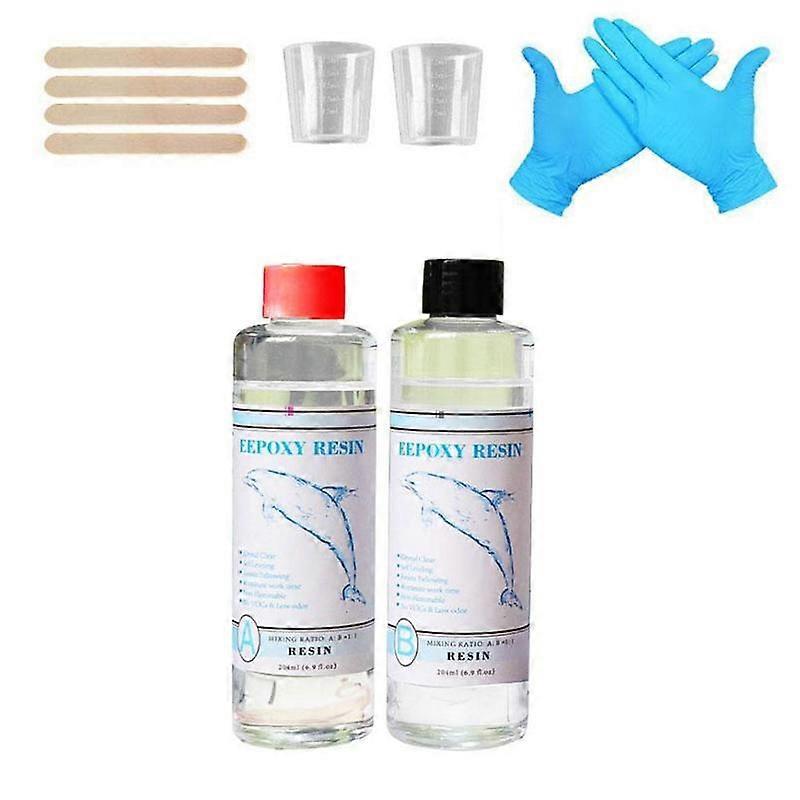 50ml+50ml+Tool Kit (A)$Epoxy Resin DIY Materials 1:1 Transparent Jewelry Resin Glue AB Crystal Epoxy