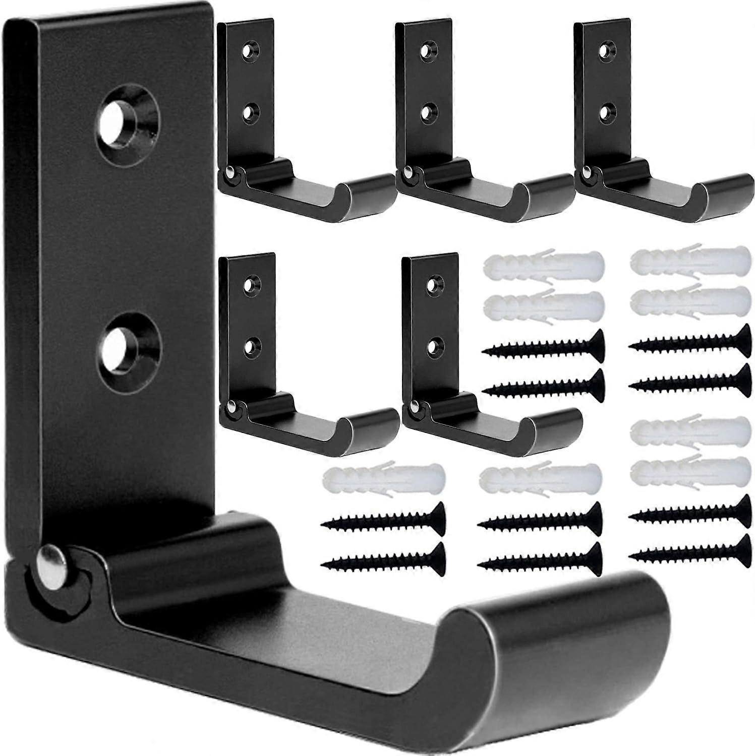 6 Pack Foldable Coat Hook, Matte Black Wall Mounted Coat Hook, Bathroom Towel Hook