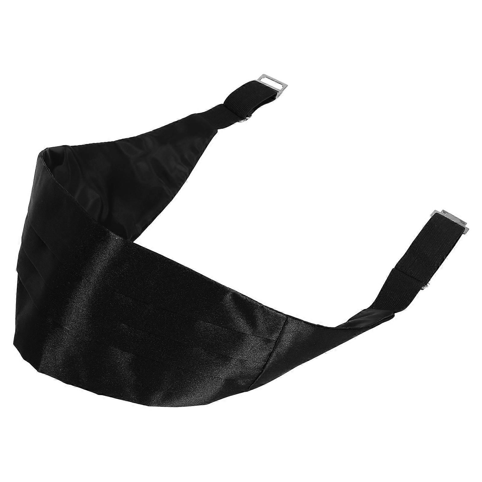 Satin Cummerbund for Men – Adjustable Tuxedo Waist Band with Bow Tie and Pocket Square, Elegant Black Formal Accessories for Weddings and Special