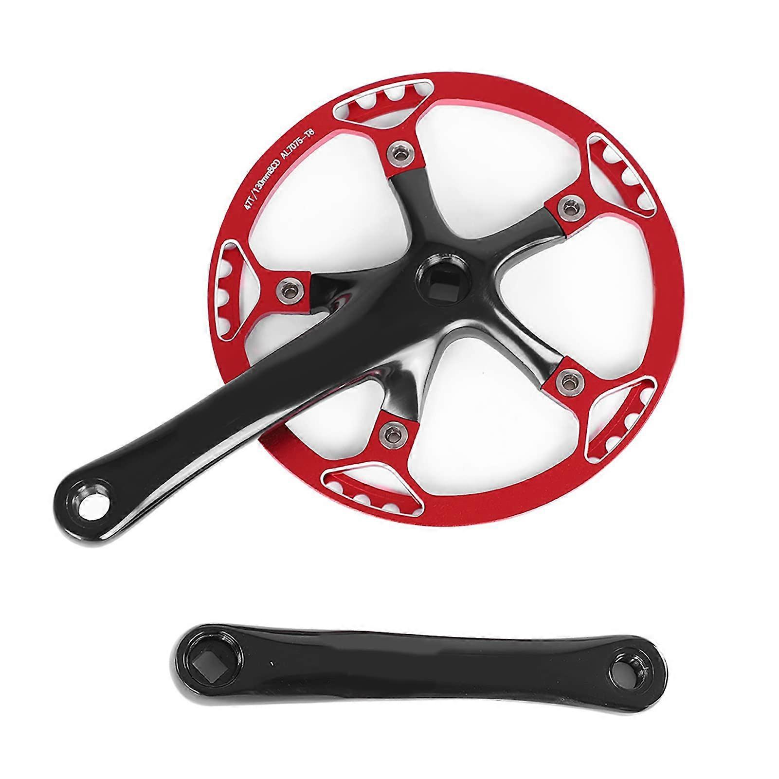Bicycle Crankset, 170 mm Bicycle Crank Chain Wheel Aluminium Alloy Crankset with 2 Cranks for Folding Bike (47T Red)