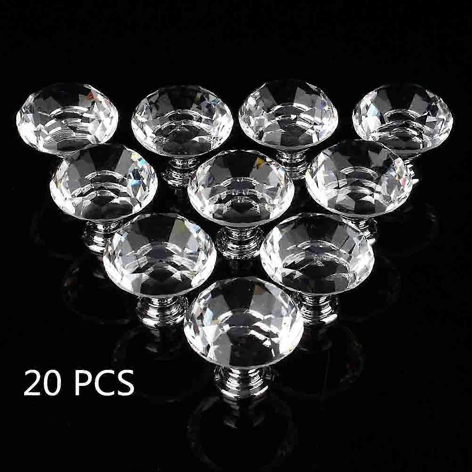 20X 30MM Crystal Cabinet Cupboard Closet Drawer Door Pulls Knobs Handle UZ