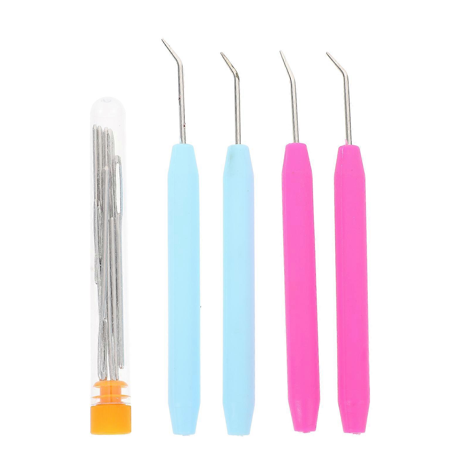Bent Crochet Needles Set for Knitting with Stainless Steel and Plastic Assorted Color 1 Set