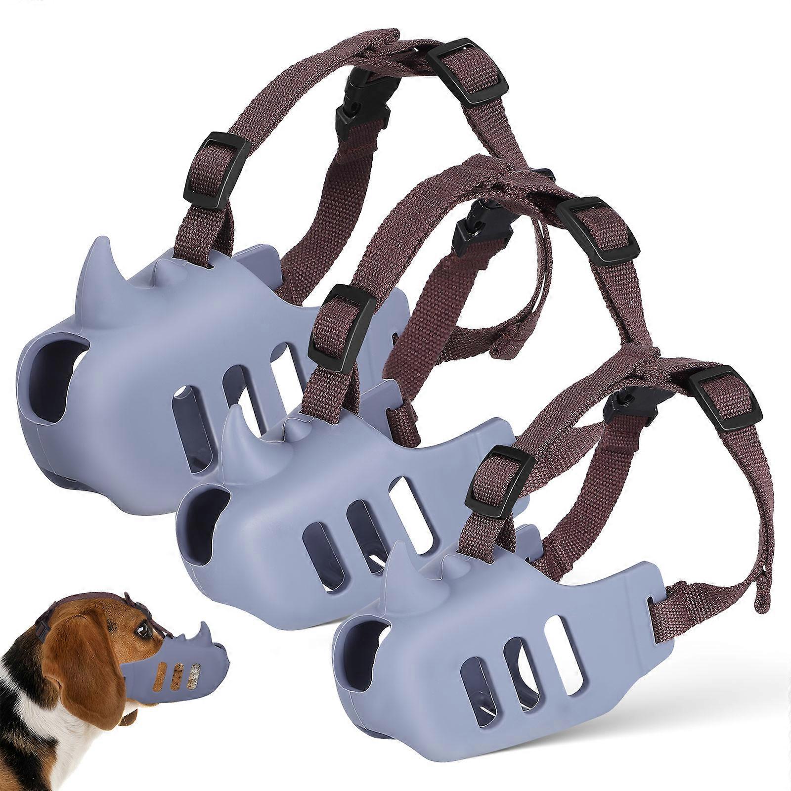 Soft Dog Muzzle For Training Prevents Biting Reduces Barking Breathable Silicone Muzzle 3Pcs