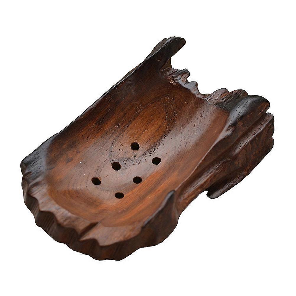 Retro Soap Tray Bamboo Draining Box Bathroom Waterproof Hand-Shape 1Set