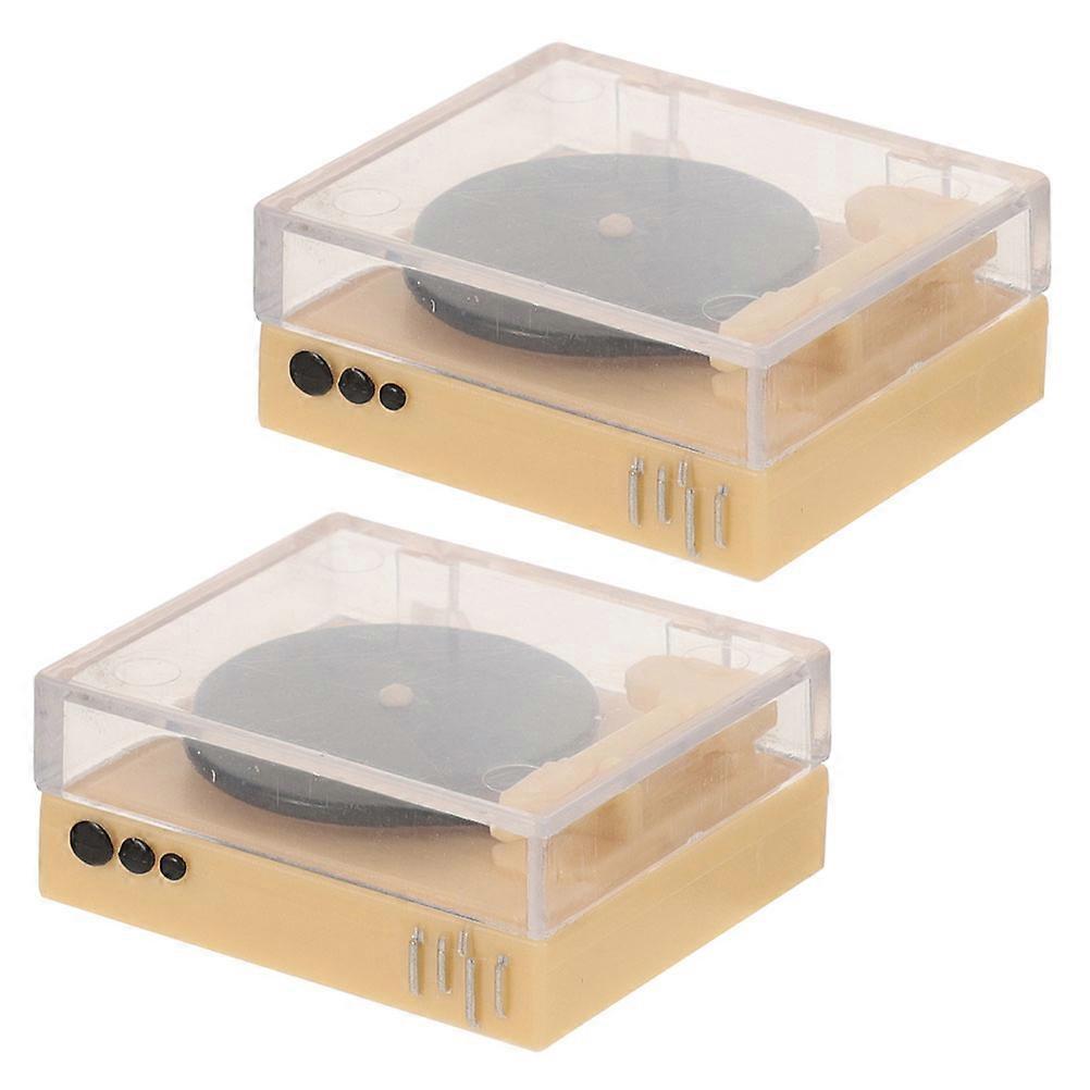Mini House Supplies Record Player Prop Dollhouse Furniture Rectangular Shape 2Pcs