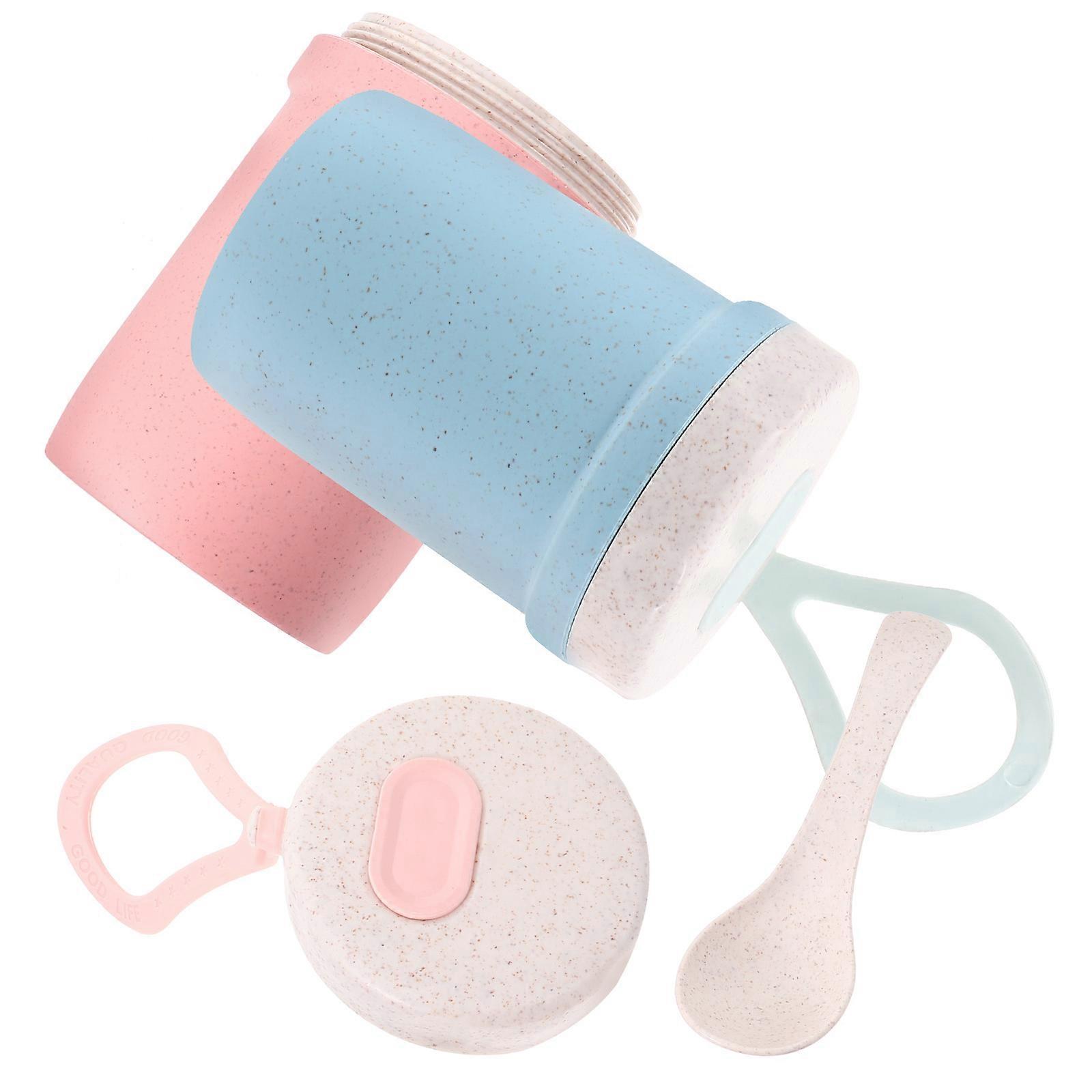 Portable Oats Cup Household Breakfast Cup with Lid and Spoon PP Material for Outdoor Breakfast 2Pcs Long-Term Use