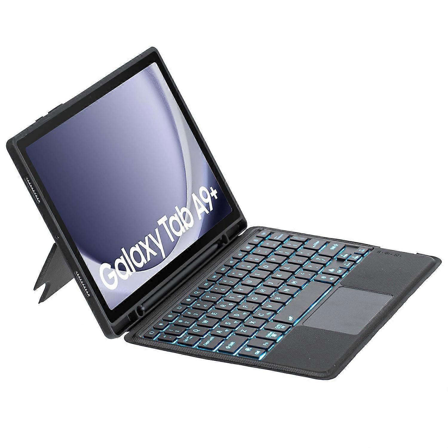 TA09B-AS For Samsung Galaxy Tab A9+ Backlit Touchpad Bluetooth-Compatible Keyboard Leather Case