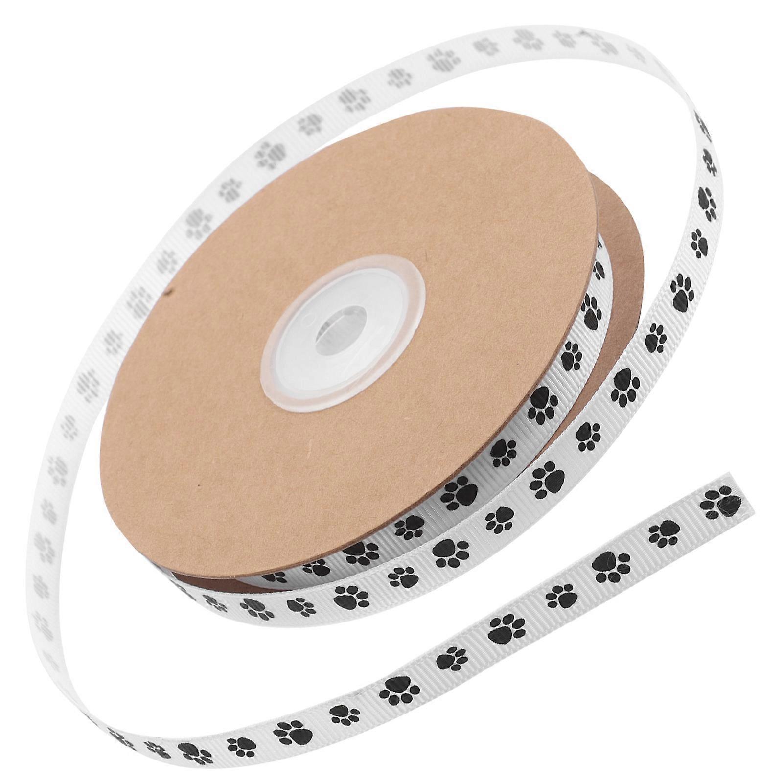 Paw Pattern Ribbon For Wreaths Polyester Fabric With Cute Animal Design For Pet Owners And 20 Yards Diy 1Set