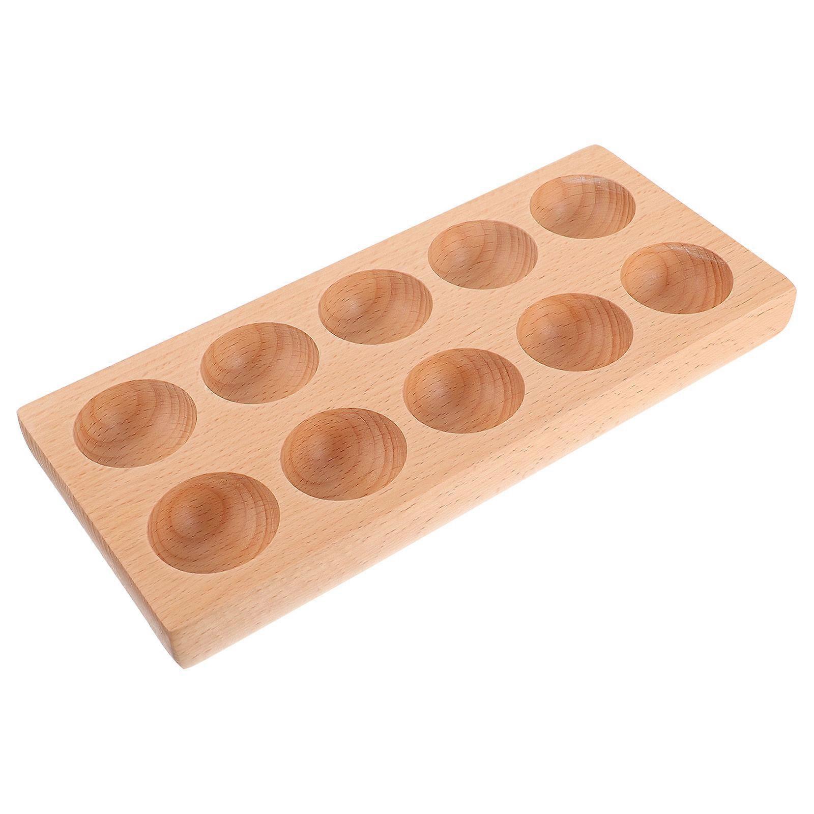 Fresh Egg Rack Wootan Wood Egg Display Holder For Counter Simple Style 9.8X4.3X1.3in 1Pack