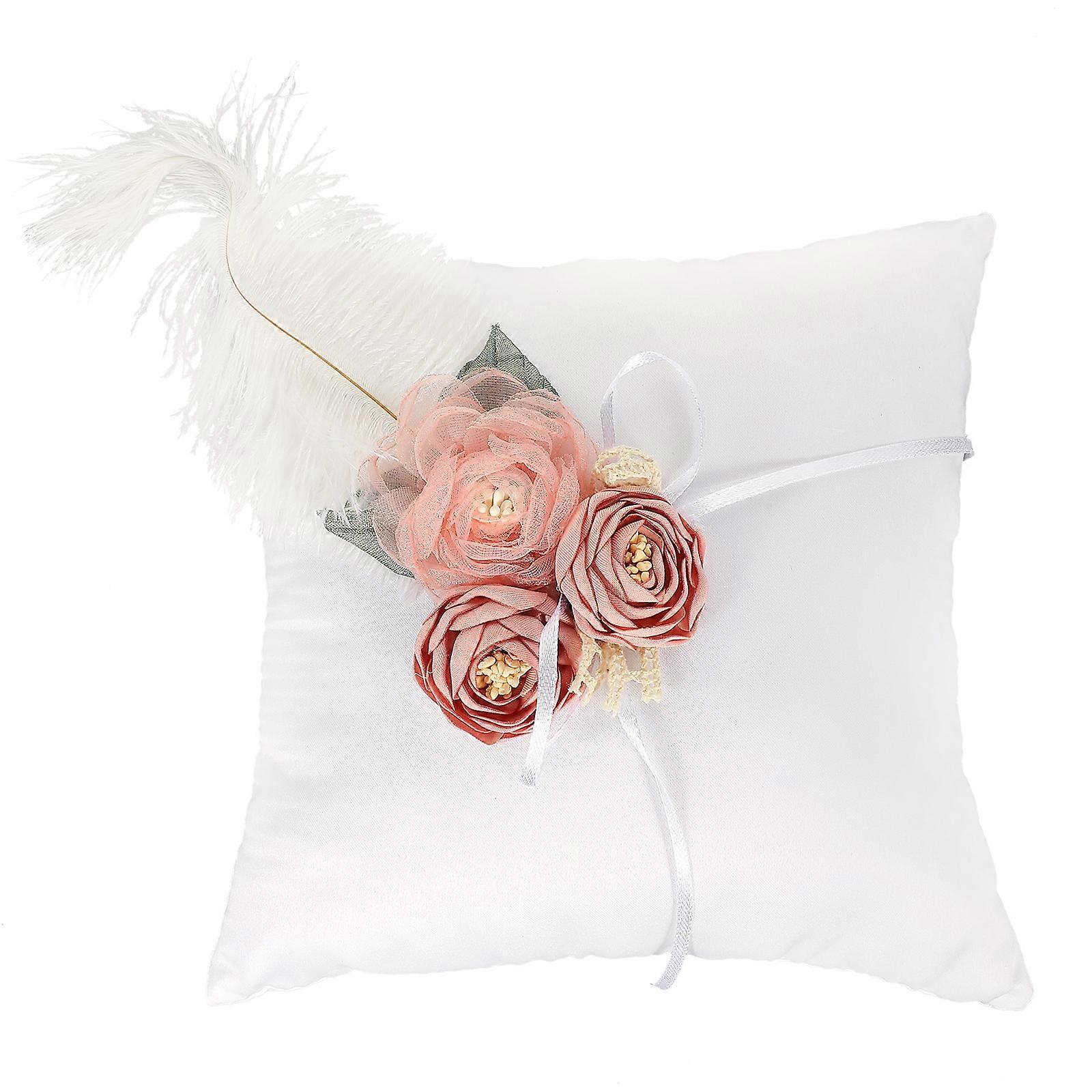 Wedding Ring Pillow White Ring Cushion Square Decorative Reusable 1Pack