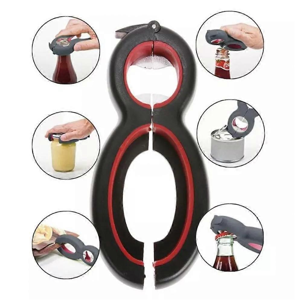 6-in-1 Multi Opener for Jars, Bottles & Lids – Color Mixed