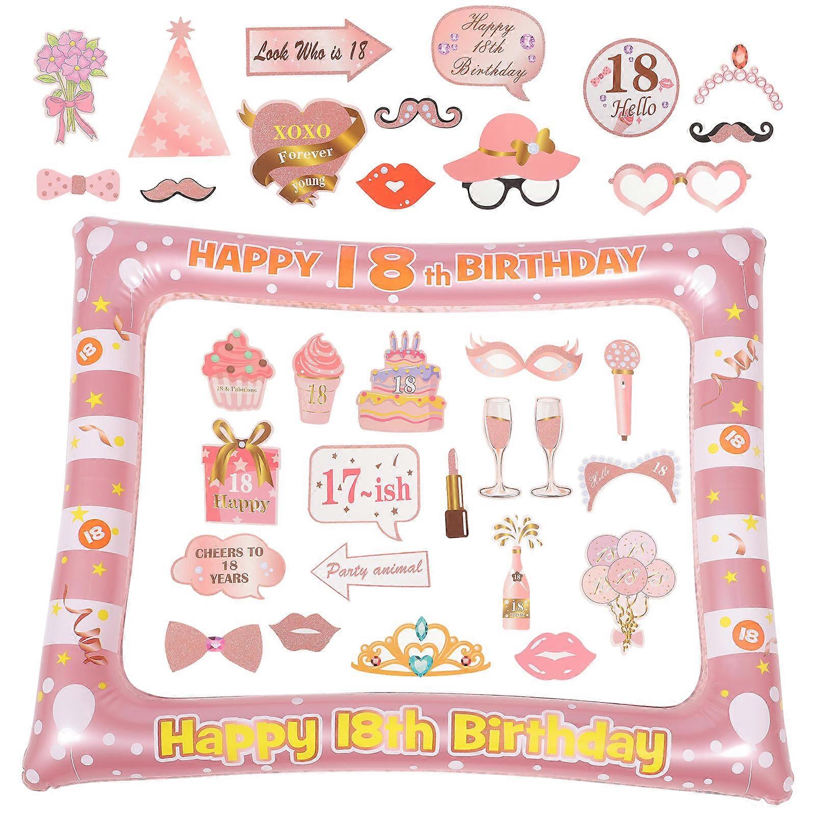 Inflatable Photo Booth Props Birthday Photo Props Pink 70x60cm 1 Set