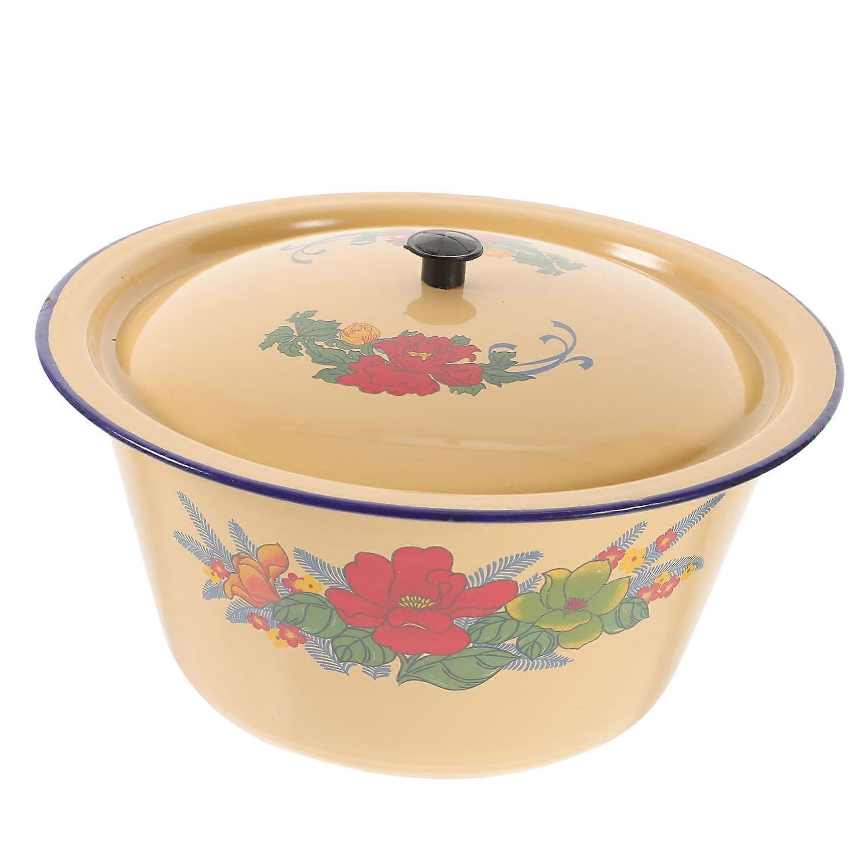 Enamel Basin, Kitchen Pot, Vintage Food Pot, Enamel Mixing Bowl, 21.7x21.7cm