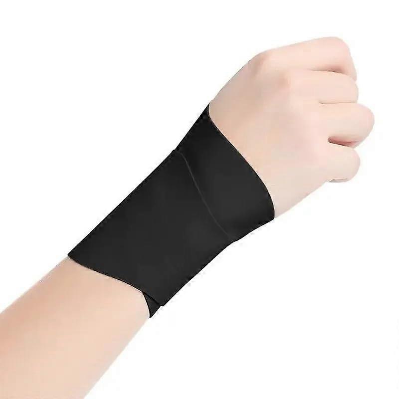 Wrist Support Brace, 2-Pack Elastic Compression Wraps for Sprains, Adjustable Black Wrist Stabilizer with Palm Protection