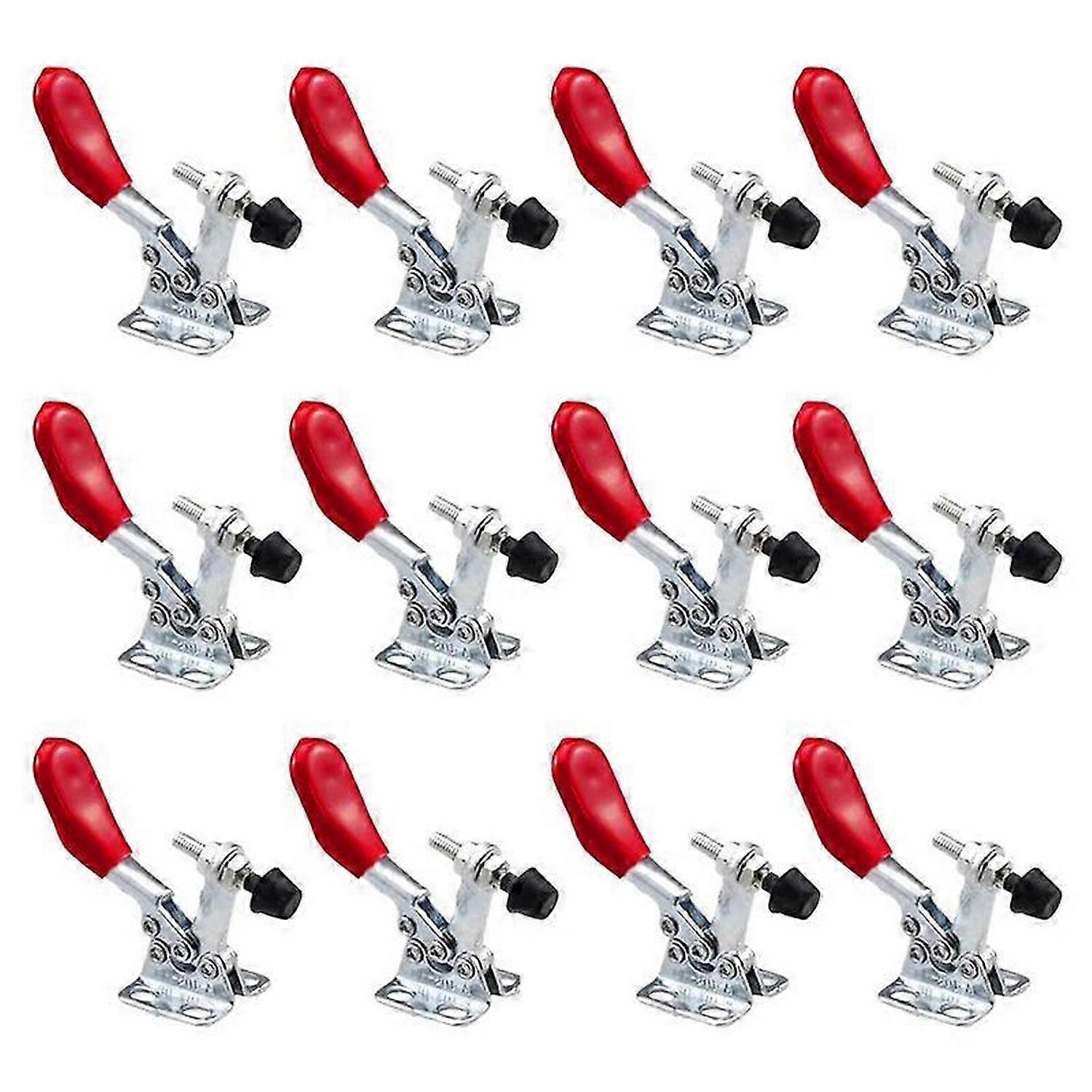 12 Pieces Hand Tool Adjustable Toggle Clamp 201A Antislip Red Horizontal Clamp 201-A Quick Release H