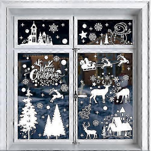 2024クリスマスウィンドウ写真自己接着、148白いウィンドウデコレーションクリスマス、窓ドア冬のスノー用の再利用可能な静的接着PVCステッカー
