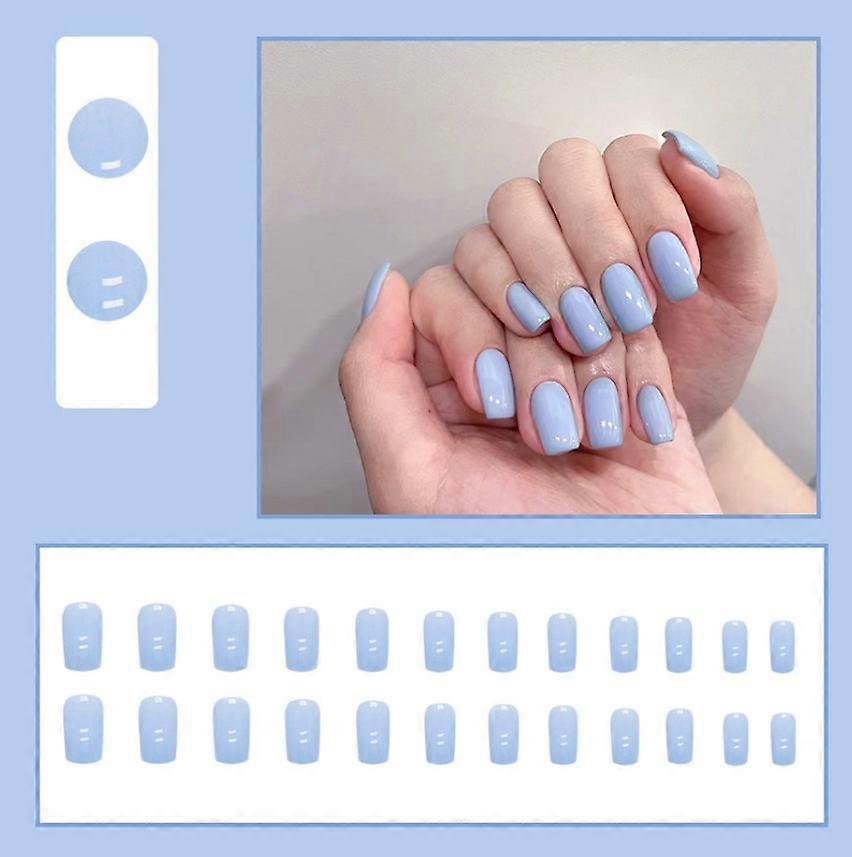 Blaue halbgehärtete Gelnägel, 24 Stück Gel-Nagelfolien, einfache Anwendung und Entfernung für Maniküre in Salonqualität, W