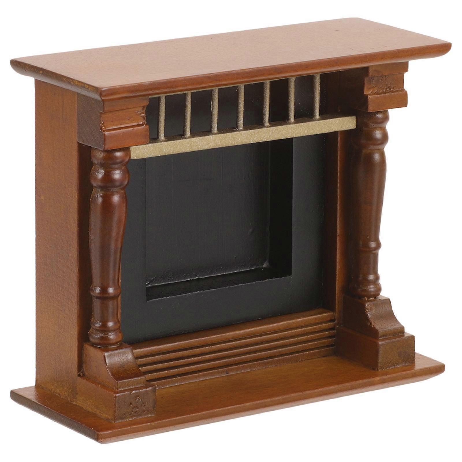 Miniature Fireplace Dollhouse Mini House Furniture Brown Decorative Photography Prop 1Set