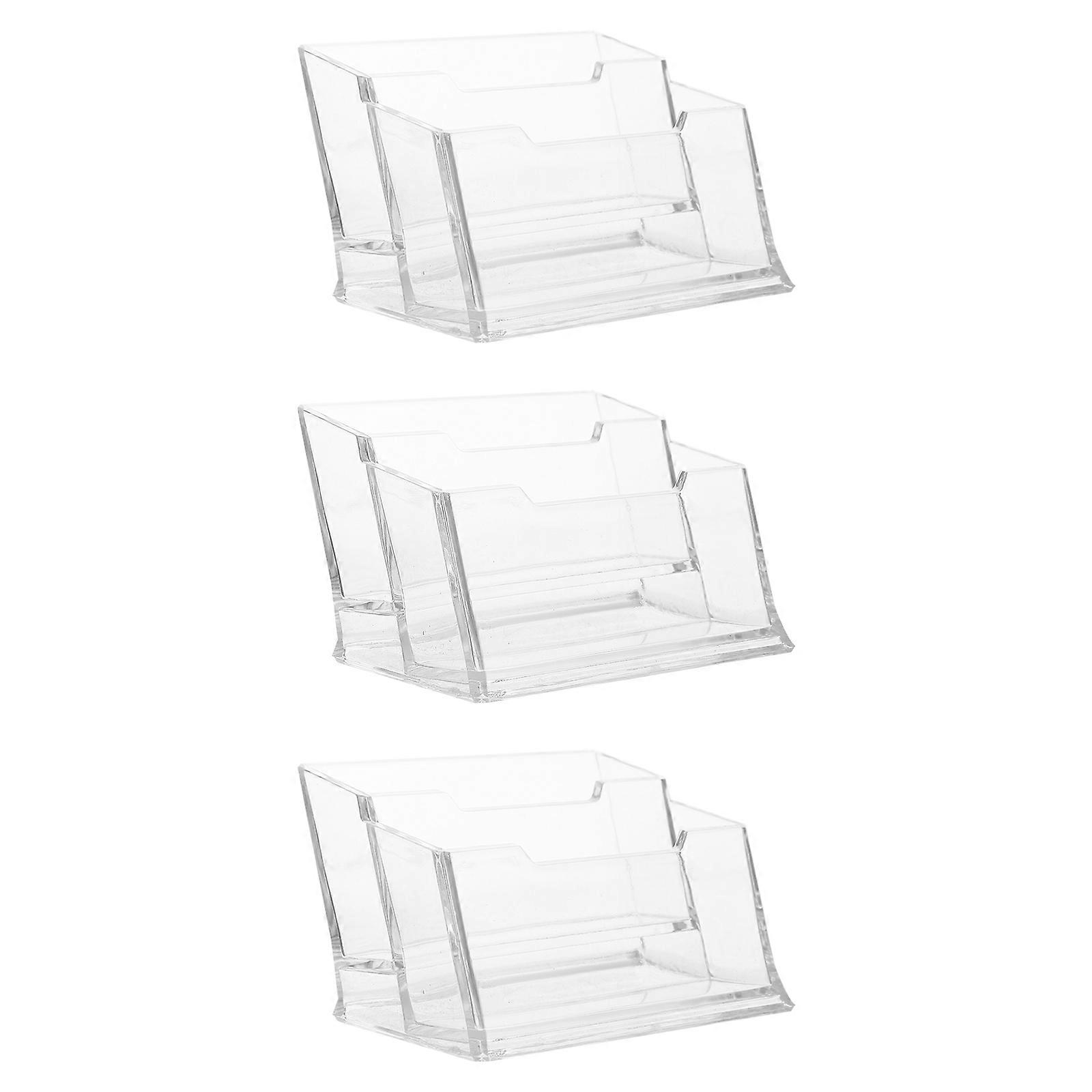 Plastic Business Card Stand Desktop Organization Rectangular Shape Simple Design Business Meetings 4.3×2.6×2.8in 3Set