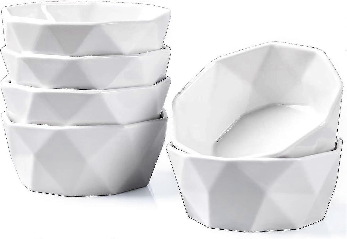 8 oz Porzellan Förmchen ofensicher - Set mit 6 weißen geometrischen Backformen für Souffle, Eis & Wurstwaren