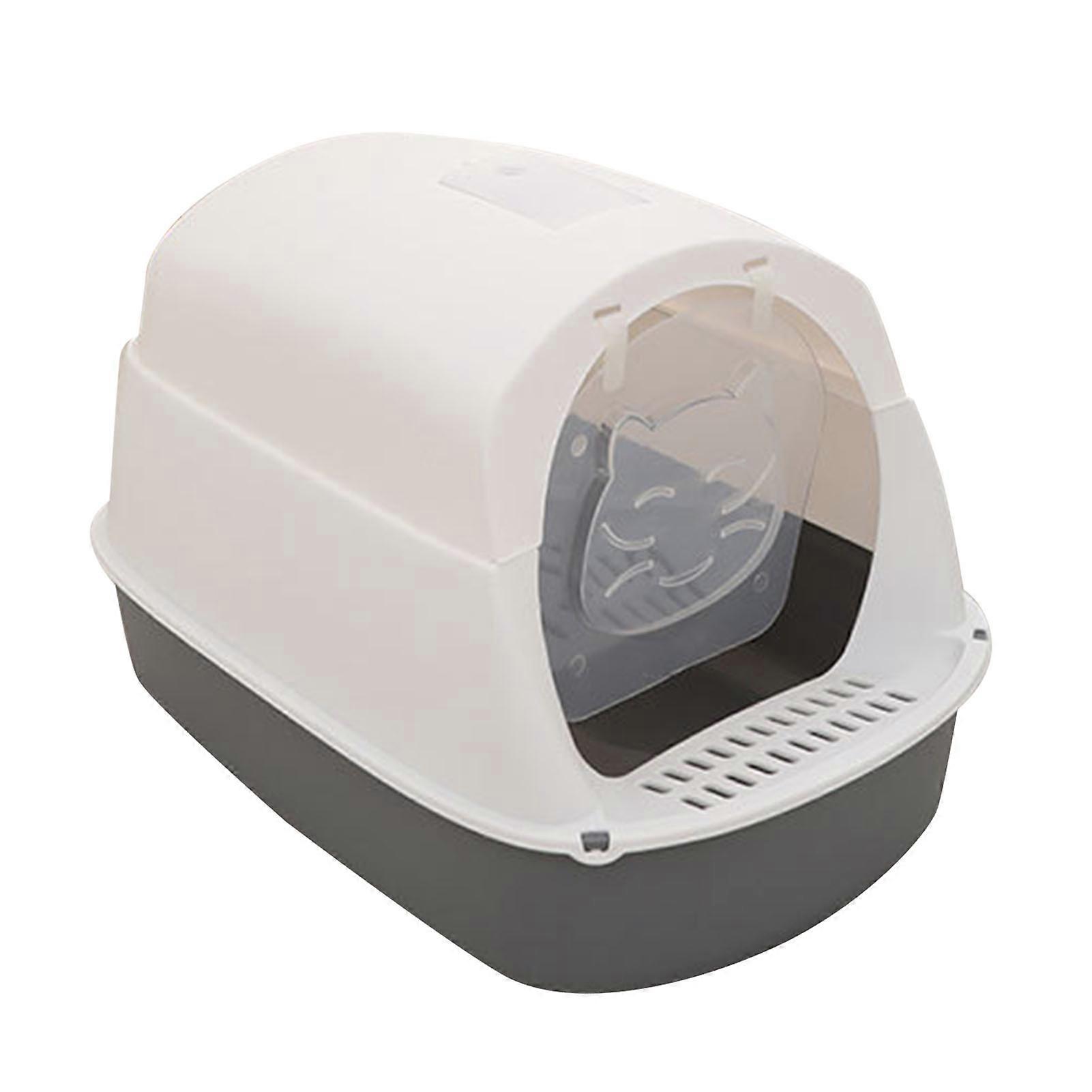 Enclosed Cat Litter Box Durable Structure Odor Proof Scratch Resistant Kitten Toilet Box Cat Potty for Indoor Grey