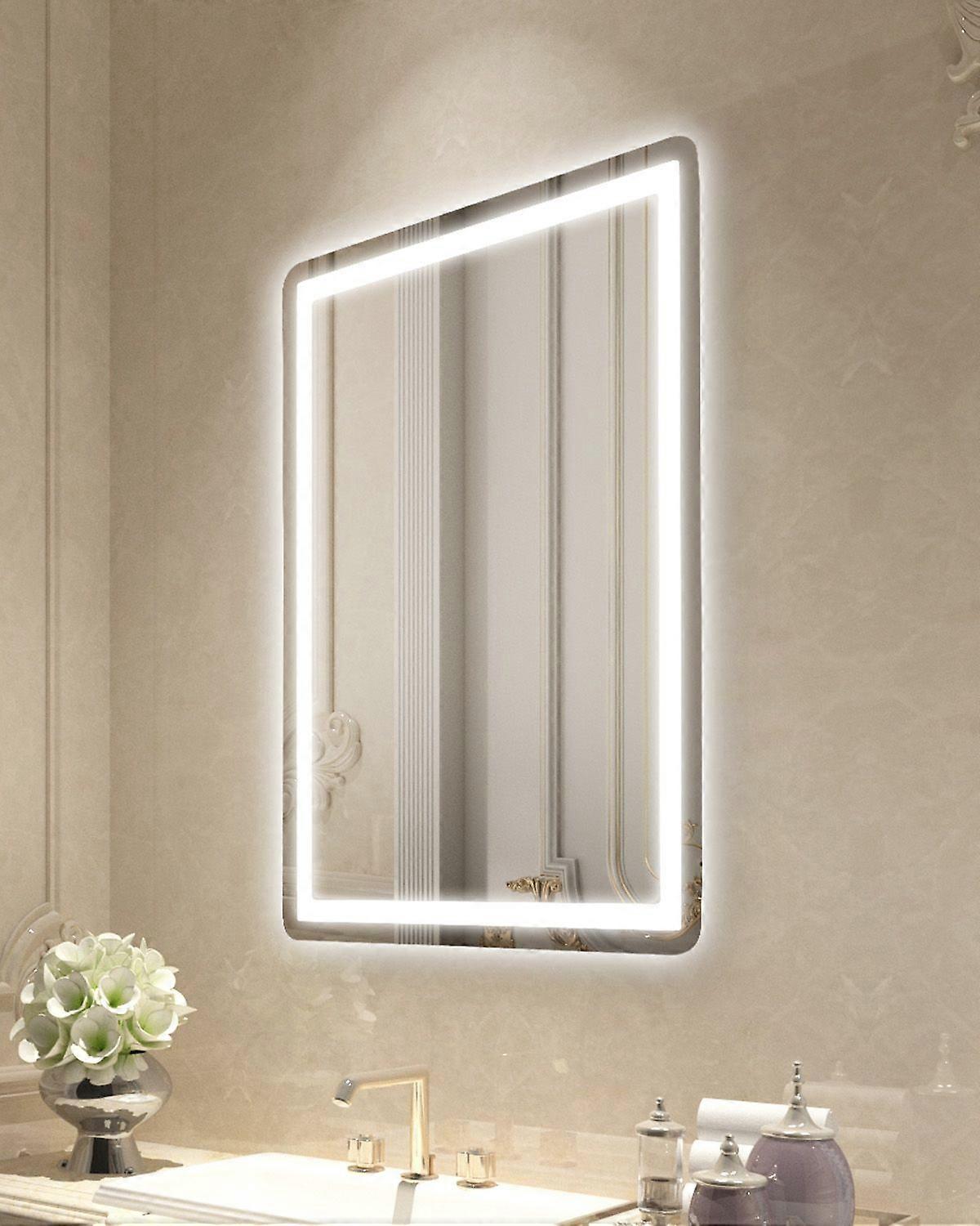LED Bathroom Mirror, 60 x 80 cm LED Bathroom Vanity Mirror with Frontlit and Backlit, Anti-Fog Memory Mirror with Lights, Wall Mounted