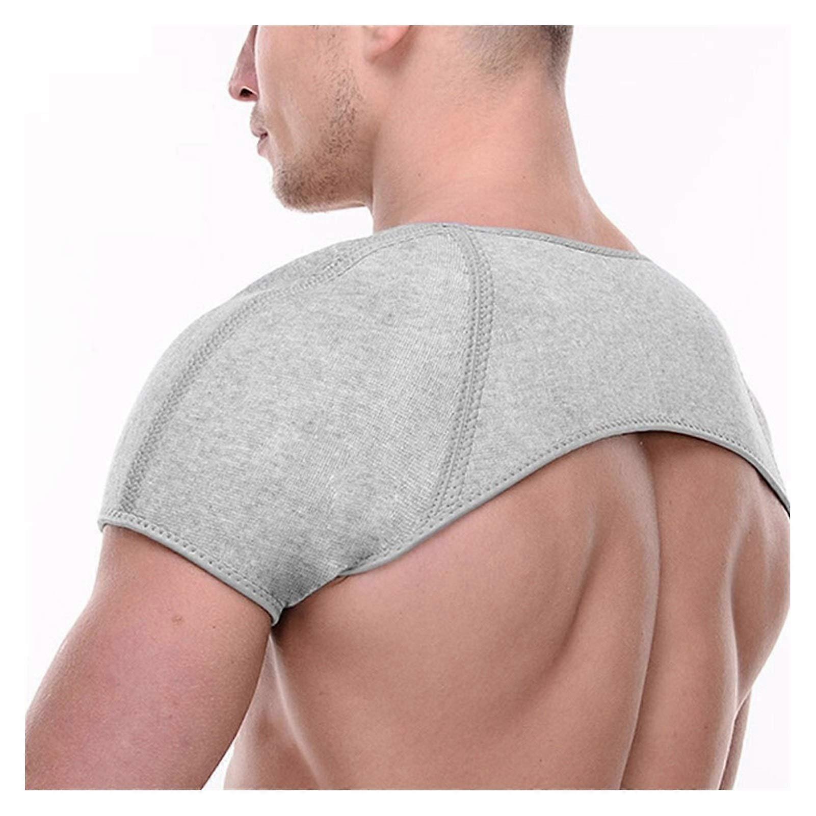 Double Shoulder Support Brace for Dislocation and Arthritis Pain Relief - Compression Shoulder Wrap, Light Grey, Small Size