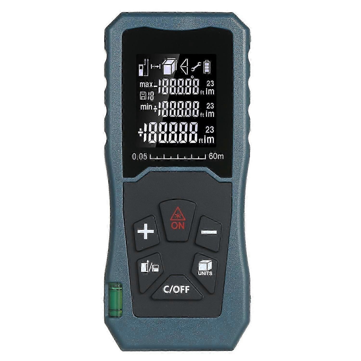 Handheld Laser Meter Bubble Level 1.6-inch LCD Diastimeter with Pythagorean Mode