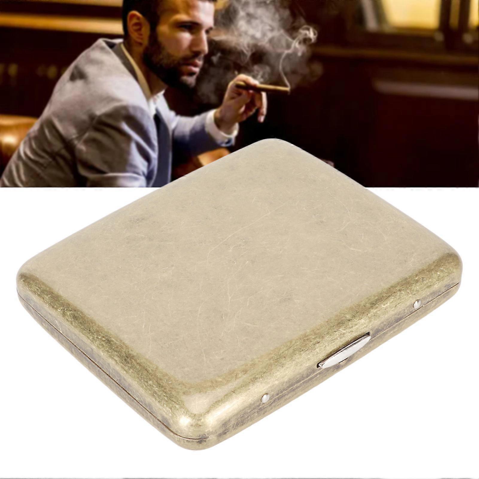 Metalen sigarettenkoker doos retro dubbelzijdige veerclip open zakhouder voor 20 stuks sigaret plat oppervlak