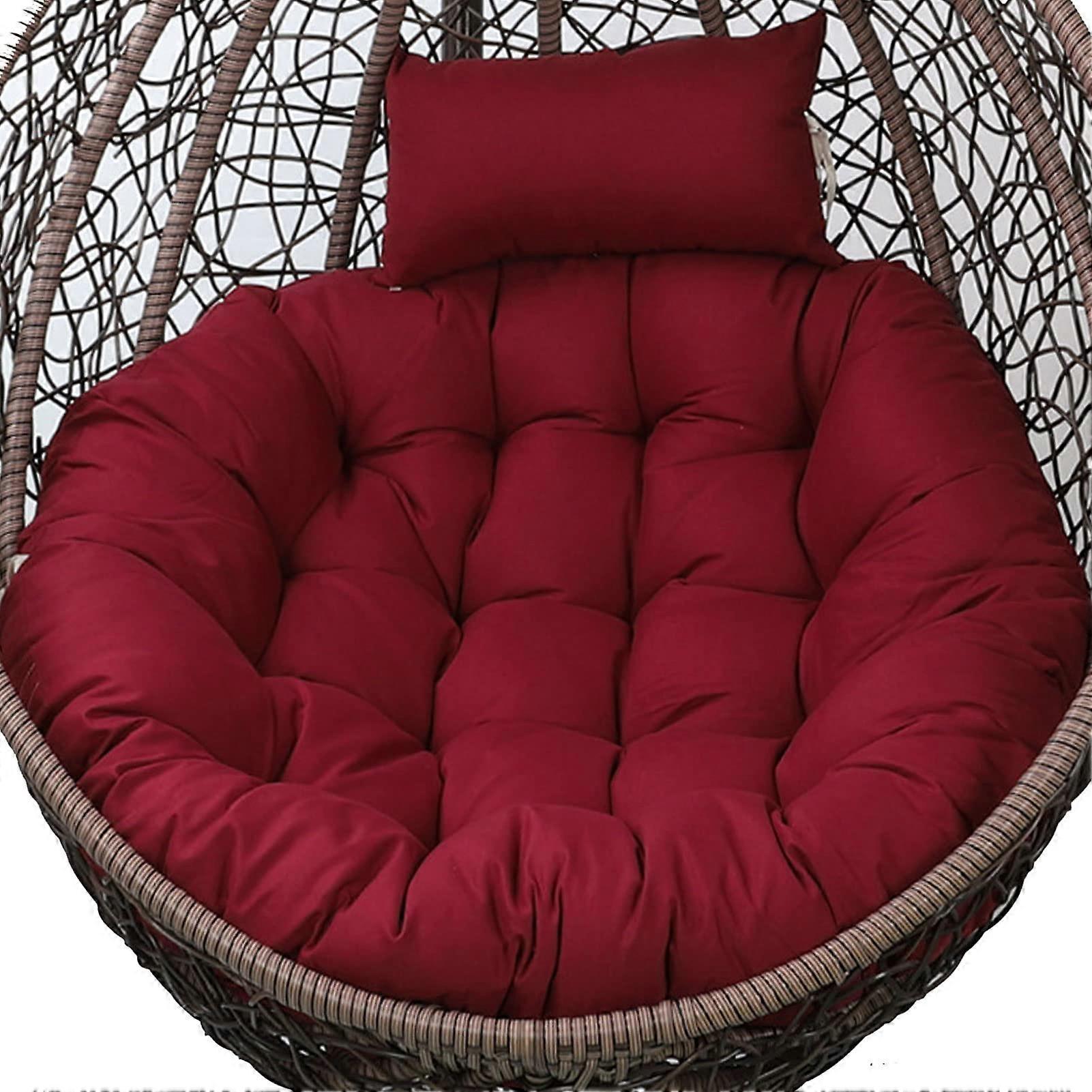 Thick Round Hammock Seat Pad with Headrest for Outdoor Swing Washable Hanging Egg Chair Cushion Replacement Wine Red 1 Count (Pack of 1)