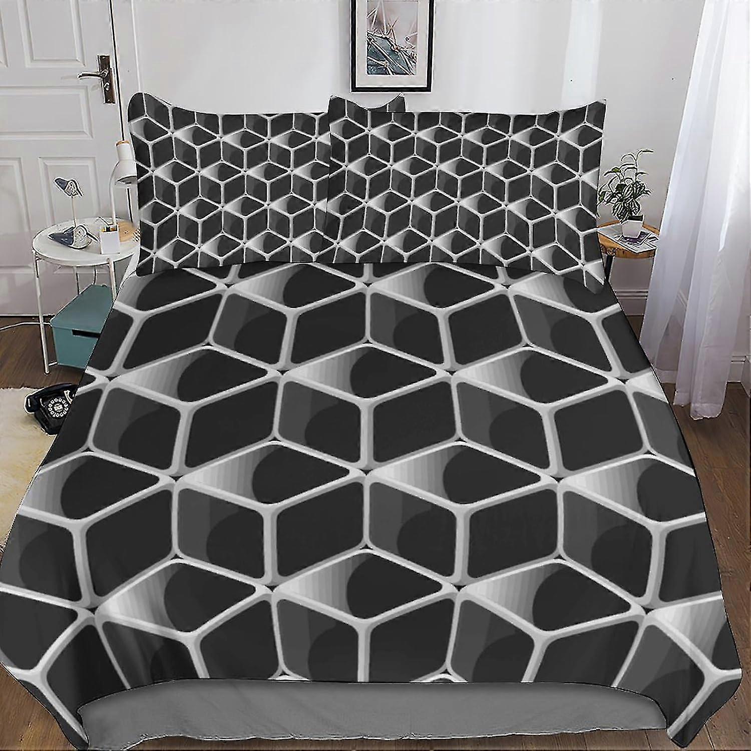3 Piece Exotic Prints Bedding Set, Soft Tartan Duvet Cover with Zipper and Pillowcases