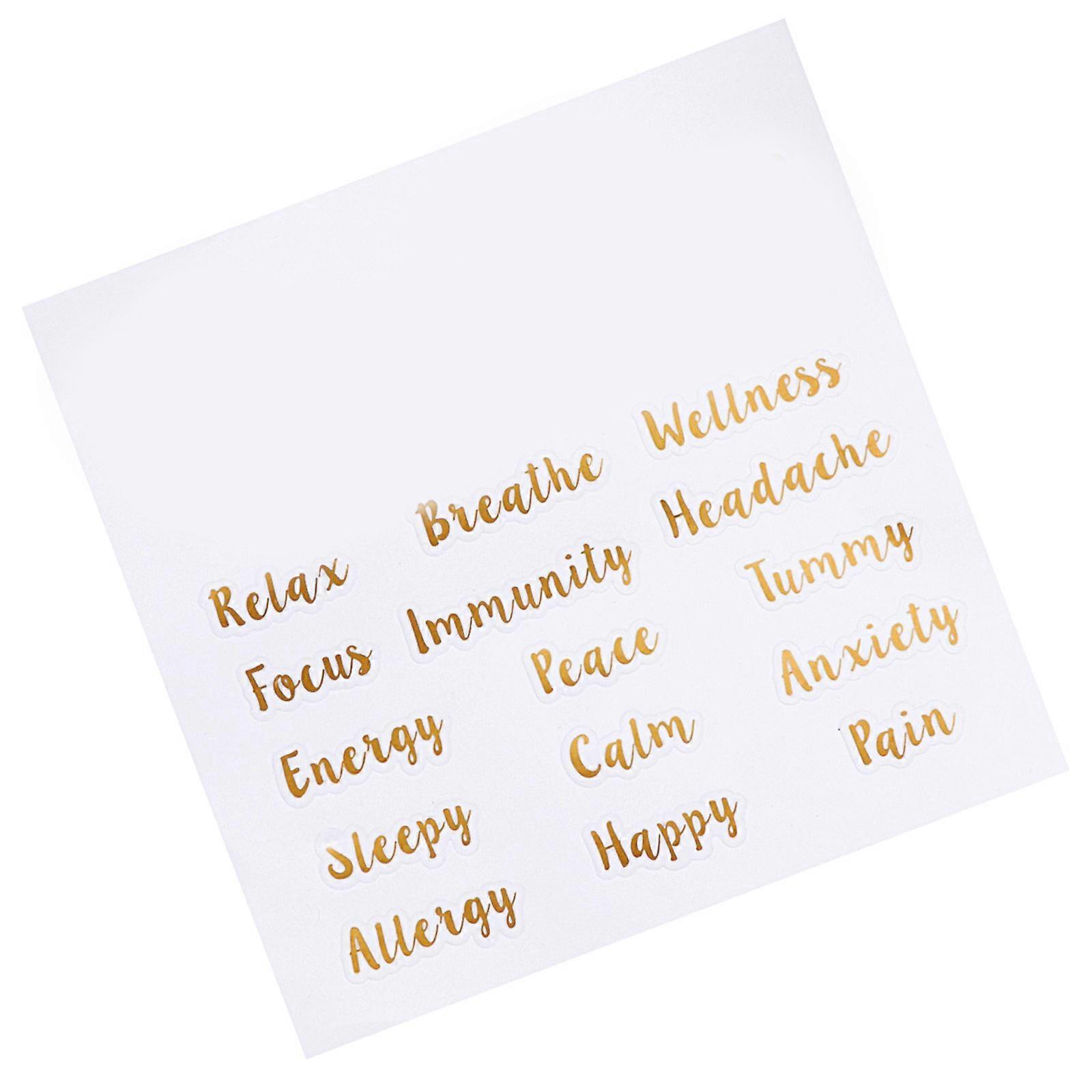 エッセンシャルオイルボトルラベル用の5枚の粘着レターステッカー–強力なグリップ、簡単な識別、オイルボトルの効率的な整理