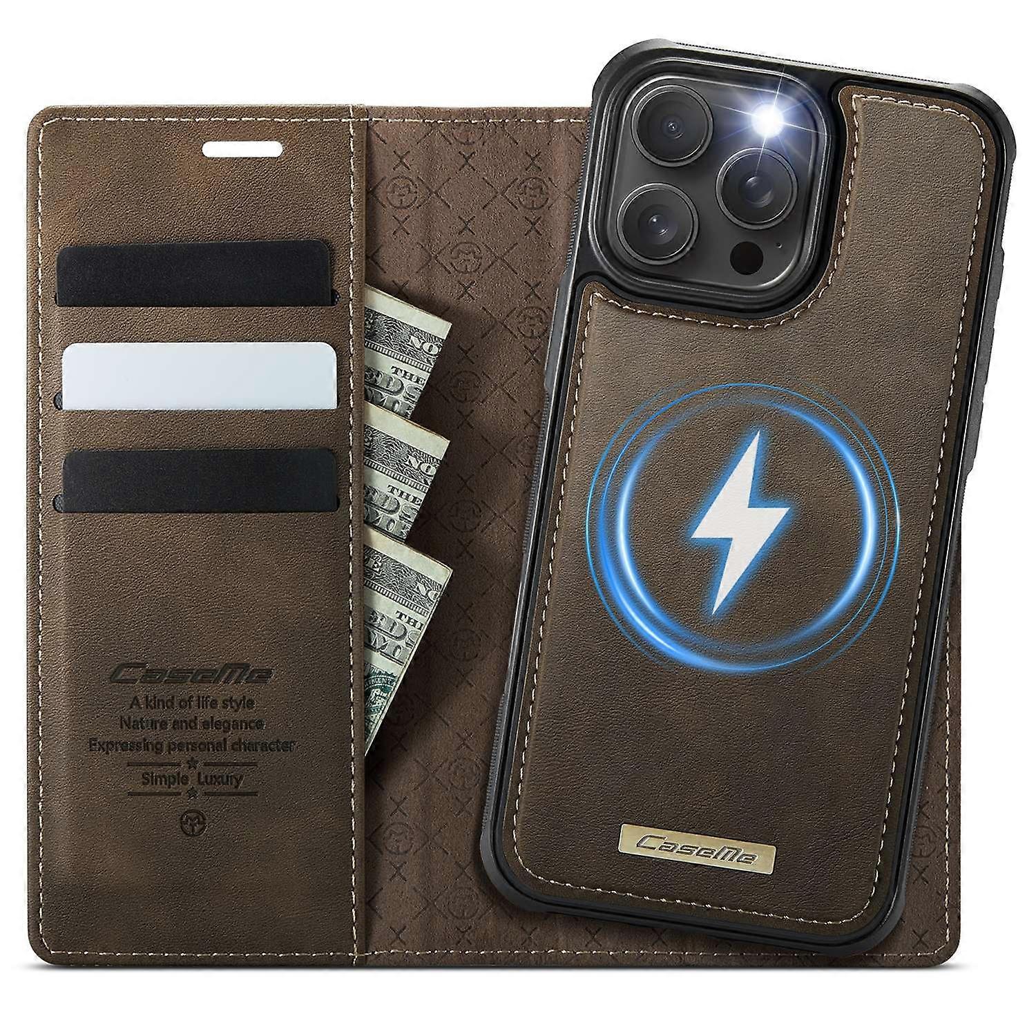 For iPhone 13 Pro Max 6.7 inch Case CASEME C49 Compatible with MagSafe RFID Blocking Detachable Wall