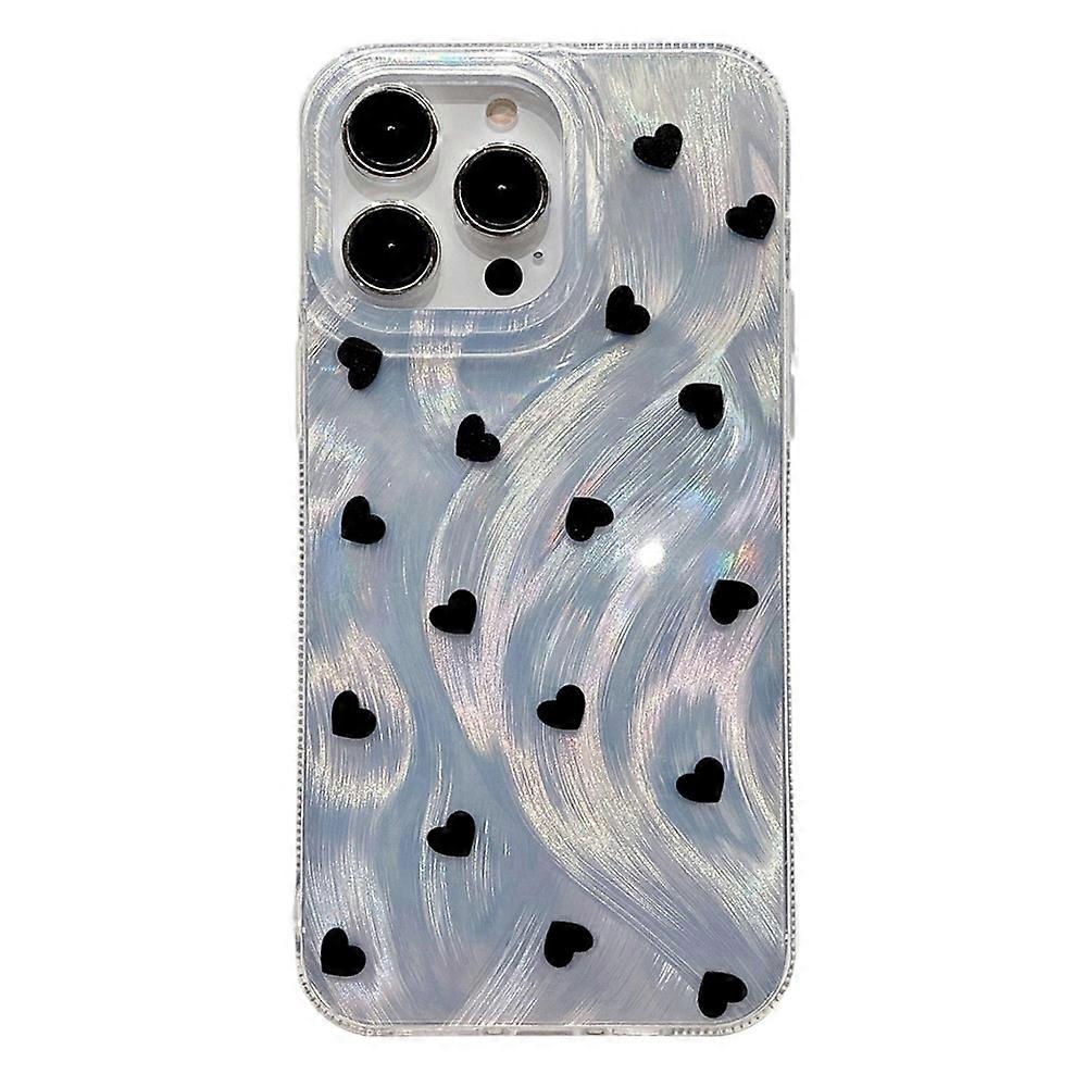 Compatible For iPhone 16 Pro Case Feather Yarn Texture Love Pattern Hard PC Phone Back Cover