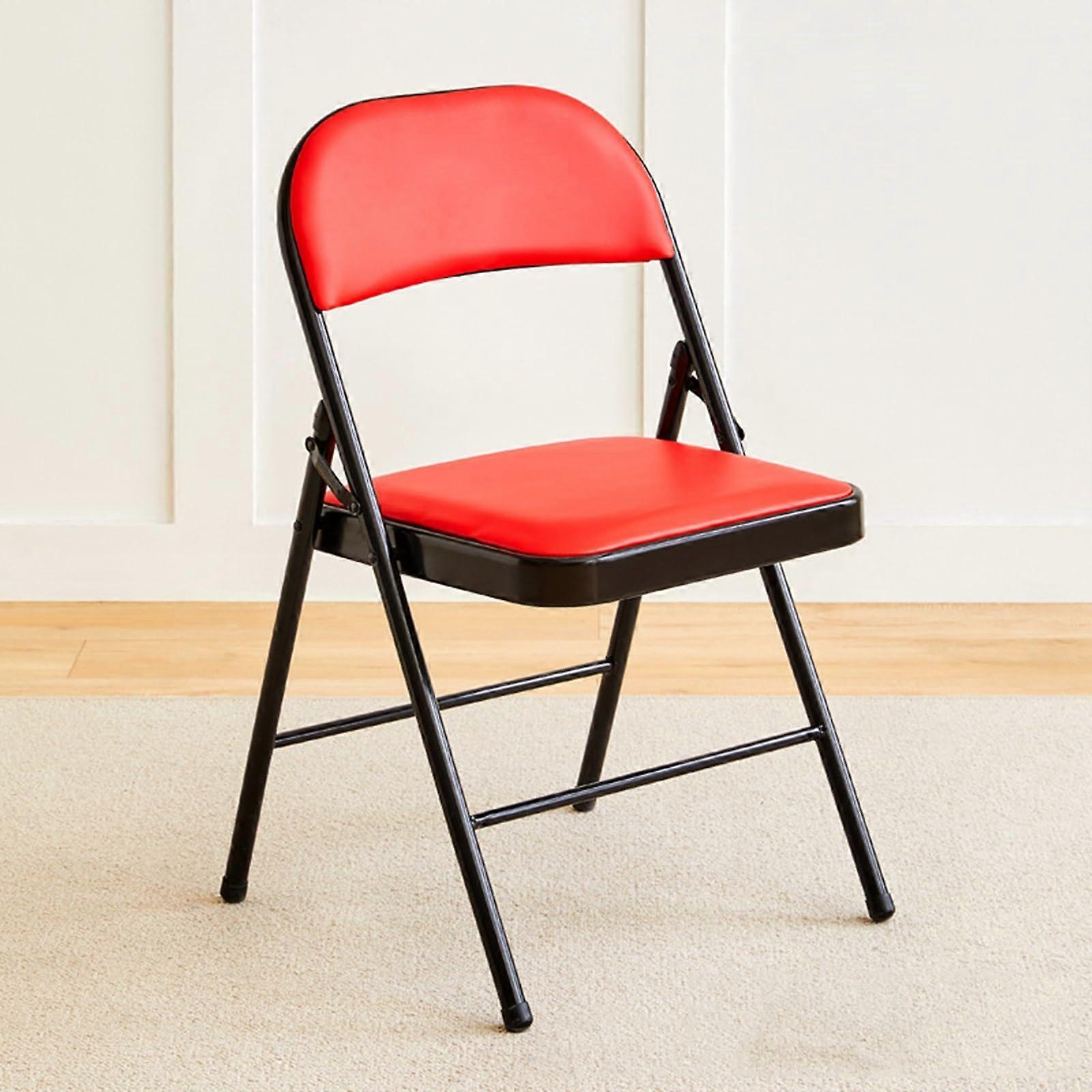 Folding chair, Portable folding chair, Dining chair with simple backrest, Training chair for the office in the dormitory (Red) Onesize Red