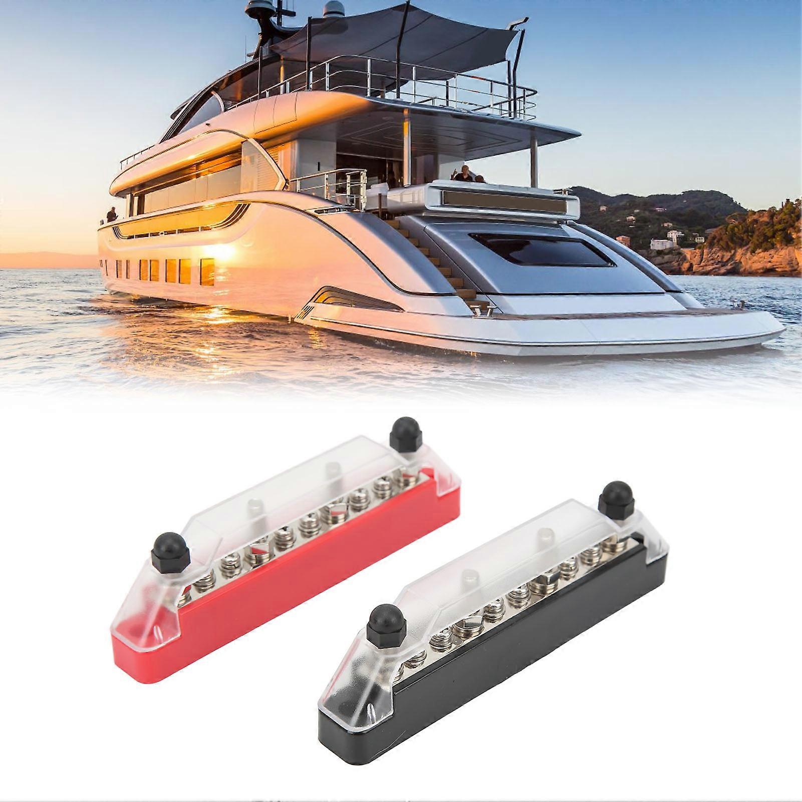 48V 150A Battery Power Distribution Block Positive Negative Bus Bar M6 Studs M4 Terminal Screws for Cars RVs Boats