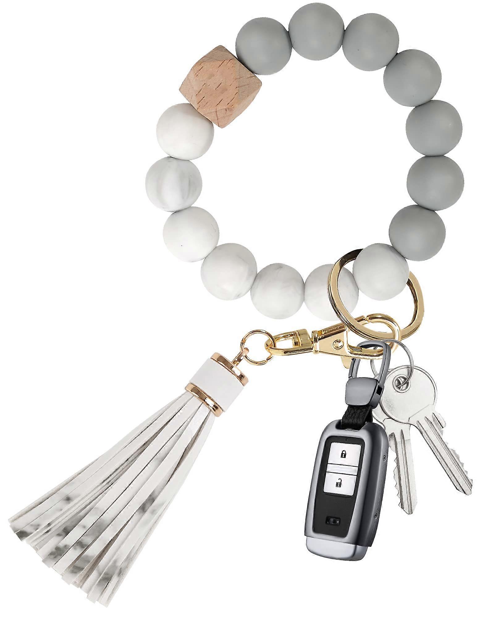 Ladies Silicone Beaded Car Keychain Keychain Bracelet Wrist Strap