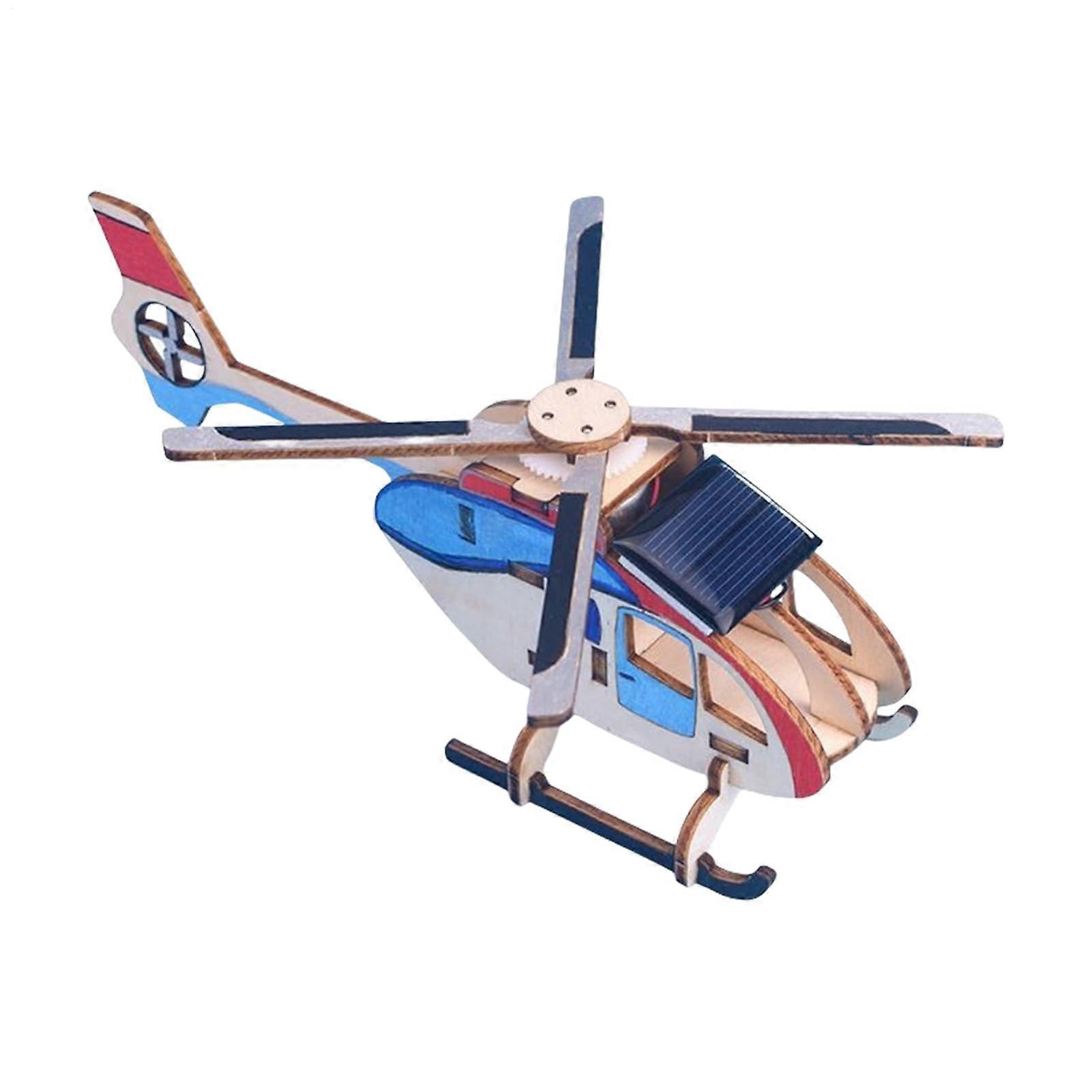 Solar Helicopter Model Kit - Wooden Solar-Powered Helicopter Puzzle Toy, Educational STEM Craft Activity for Kids