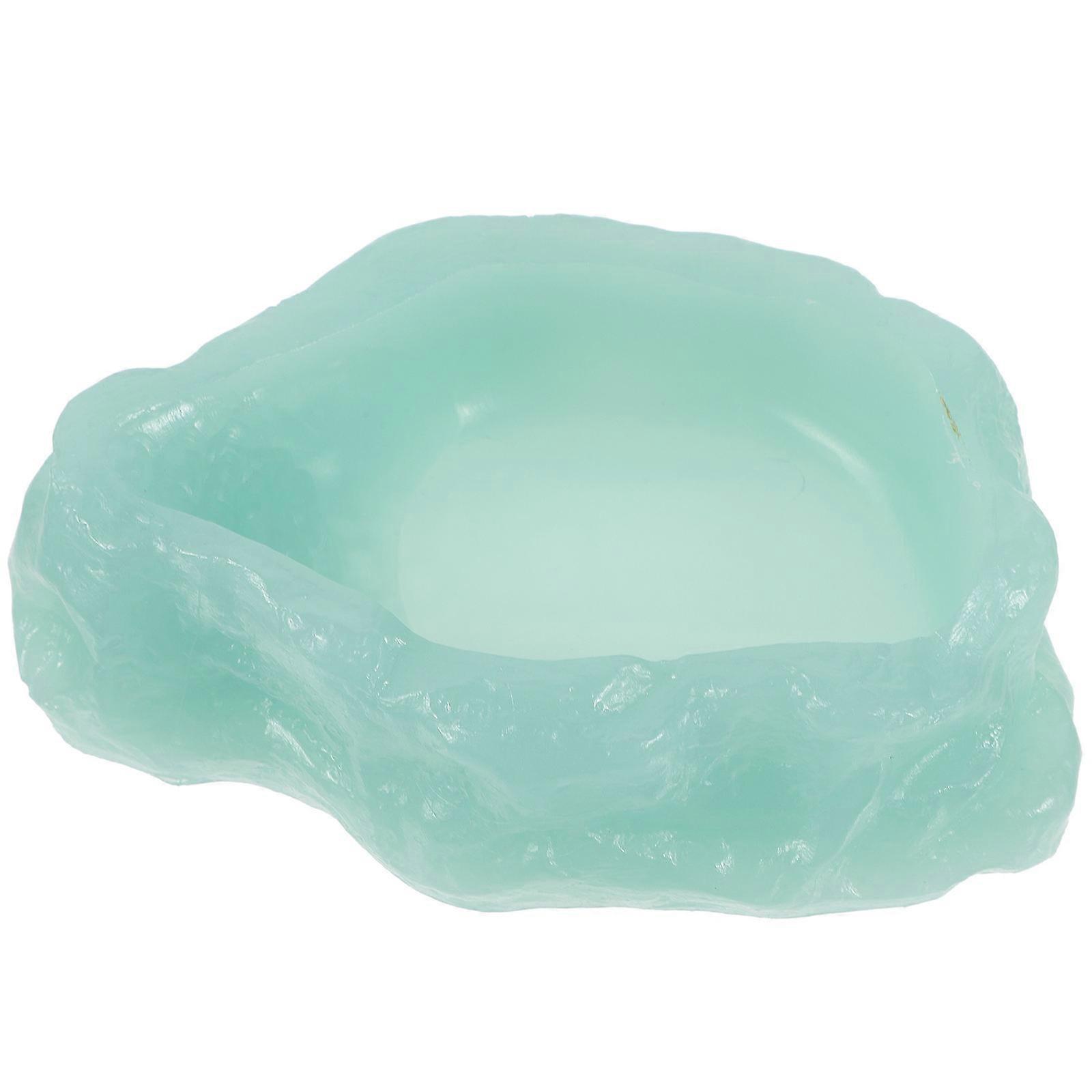 Luminous Reptile Feeding Dish, Decorative Resin Water Bowl for Tortoises and Lizards, Smooth Surface for Easy Feeding, Suitable for Day and Night Use