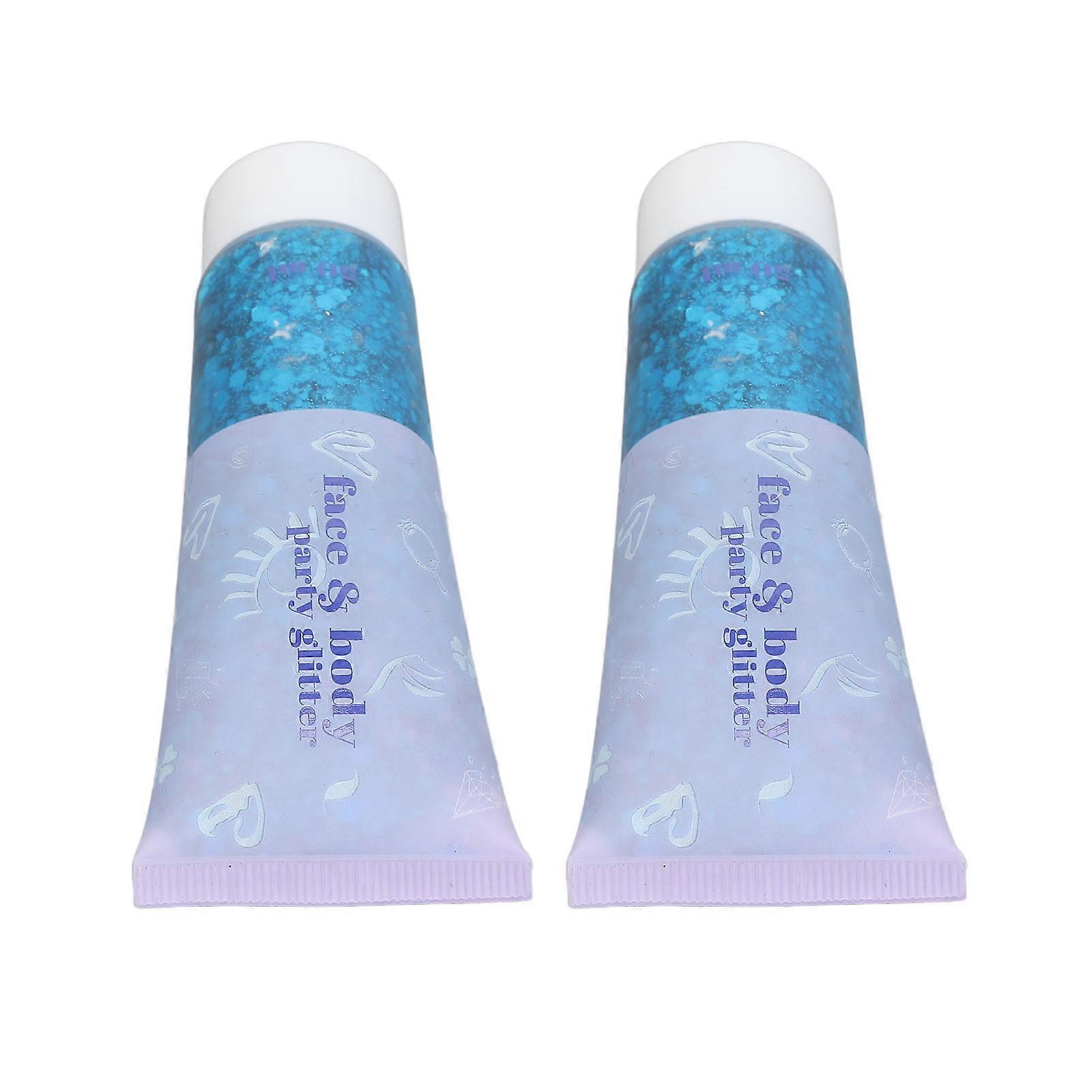 2pcs Body Glitter Gel Multipurpose Fashion Sparkling Easy Cleaning Face Glitter for Christmas Party Vocal Concert 50ml Sky Blue