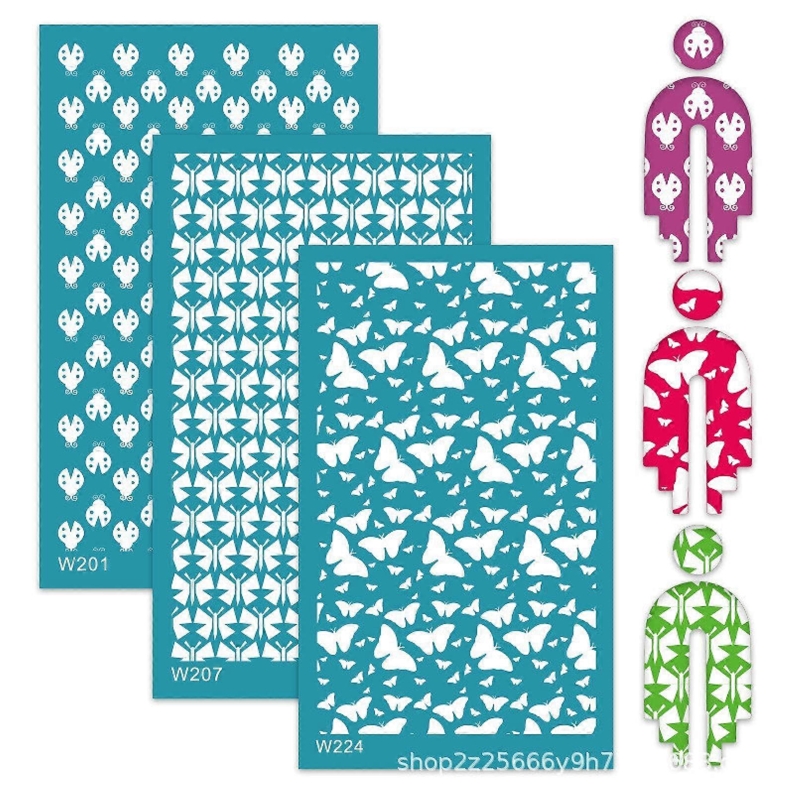 Screen Printing Set 3 Pieces 9x15cm Heart Pattern Stencils for Polymer Clay Reusable Mesh Transfer Printing Jewelry Making