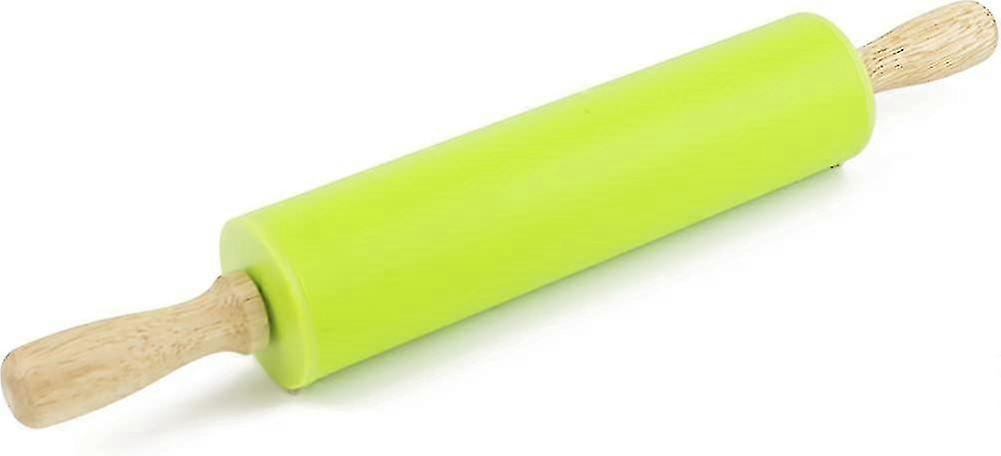 Silicone Rolling Pin with Wooden Handle Non-Stick 12.6